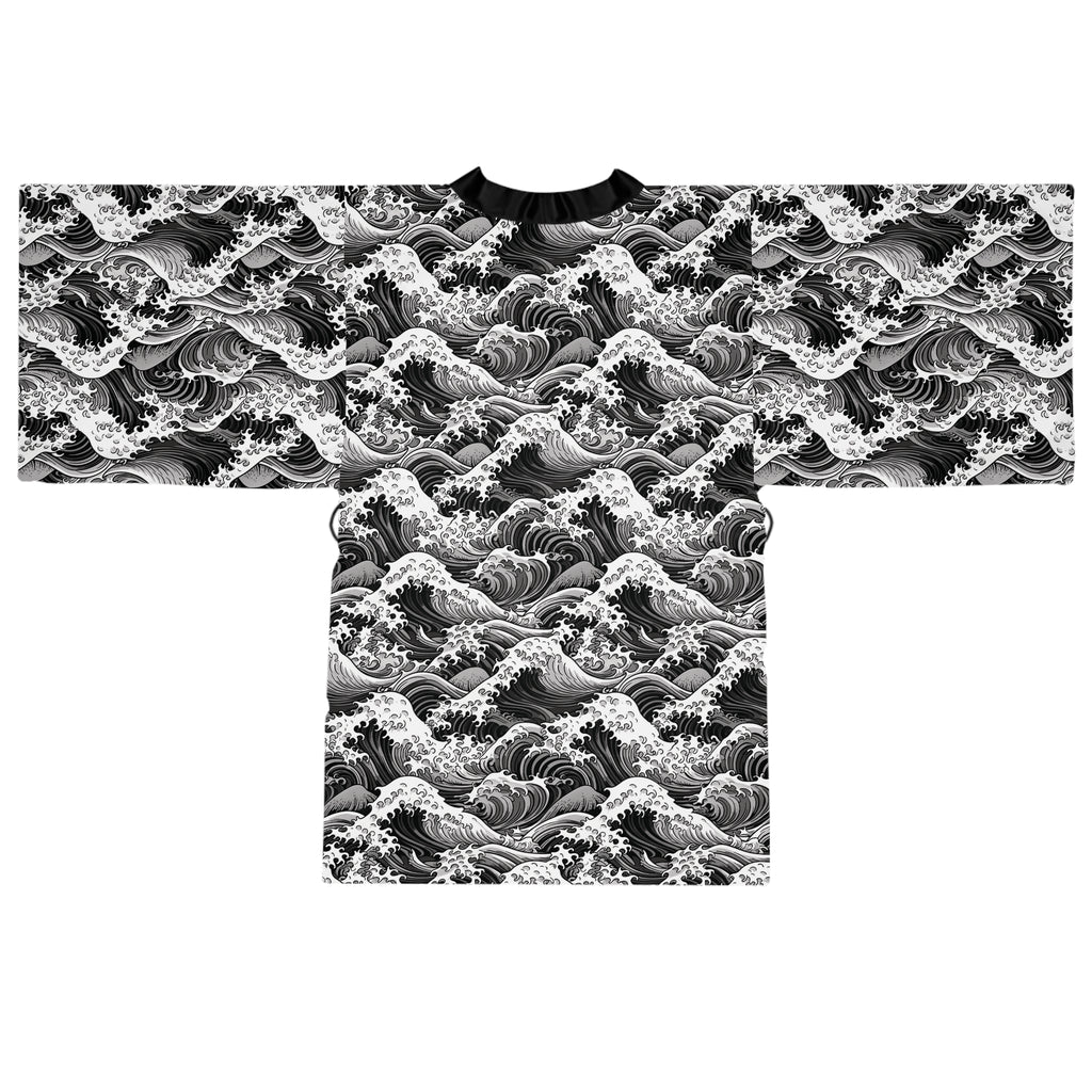 Tempest Tides - Black - Long Sleeve Kimono Robe - Chic Loungewear, Spa Outfit, Gift for Her, Inner Peace, Home Comfort