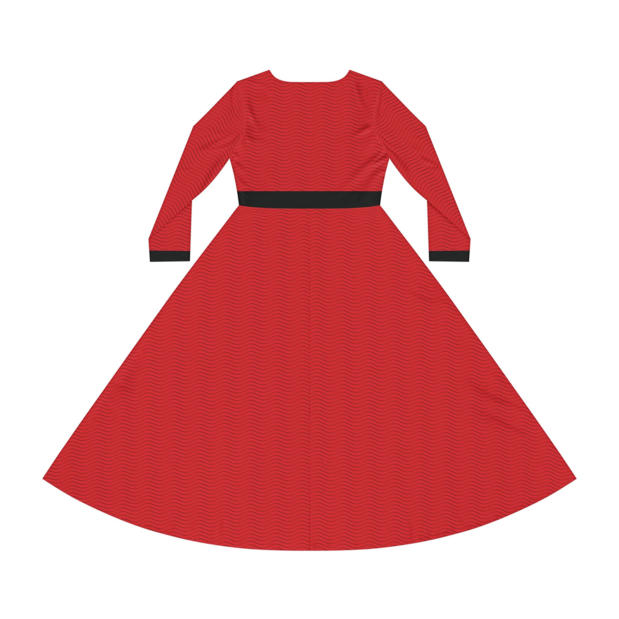 Elegant Women's Long Sleeve Dance Dress - Scarlet Waves - Scarlet