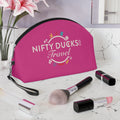 Nifty Ducks Travel Logo - Makeup Bag - Fun & Functional Travel Accessory - Barbie Pink
