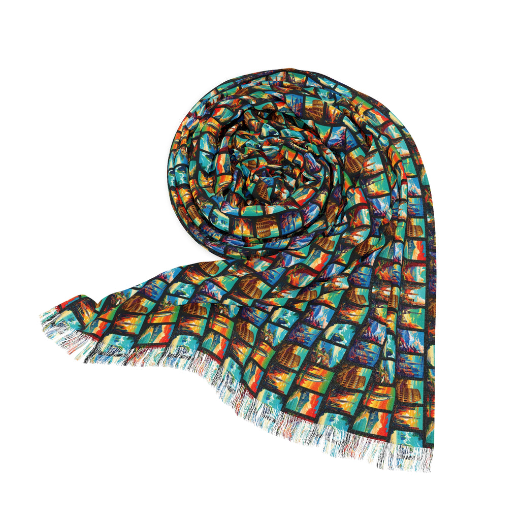Cities and Landmarks - Black - Scarf - Lightweight Shawl, Perfect for Outdoor Events, Mothers Day Gift