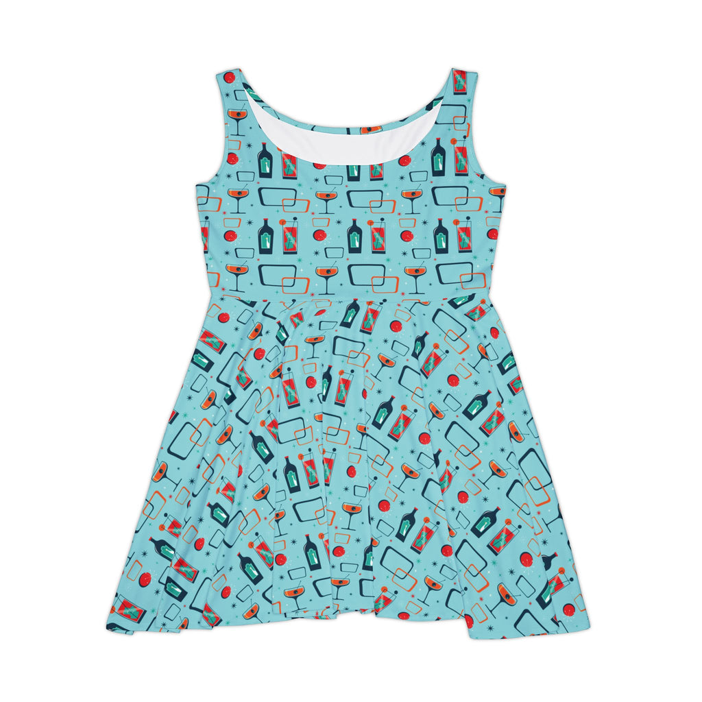 Cocktail Time - Electric Blue - Skater Dress, Stylish Summer Dress, Casual Party Outfit, Unique Gift for Her, Fun Dress for Festivals