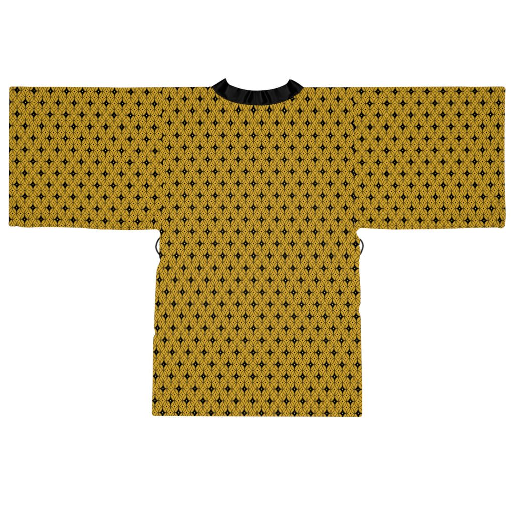 Virella - Long Sleeve Kimono Robe -Gold - Black - Chic Loungewear, Spa Outfit, Gift for Her, Inner Peace, Home Comfort
