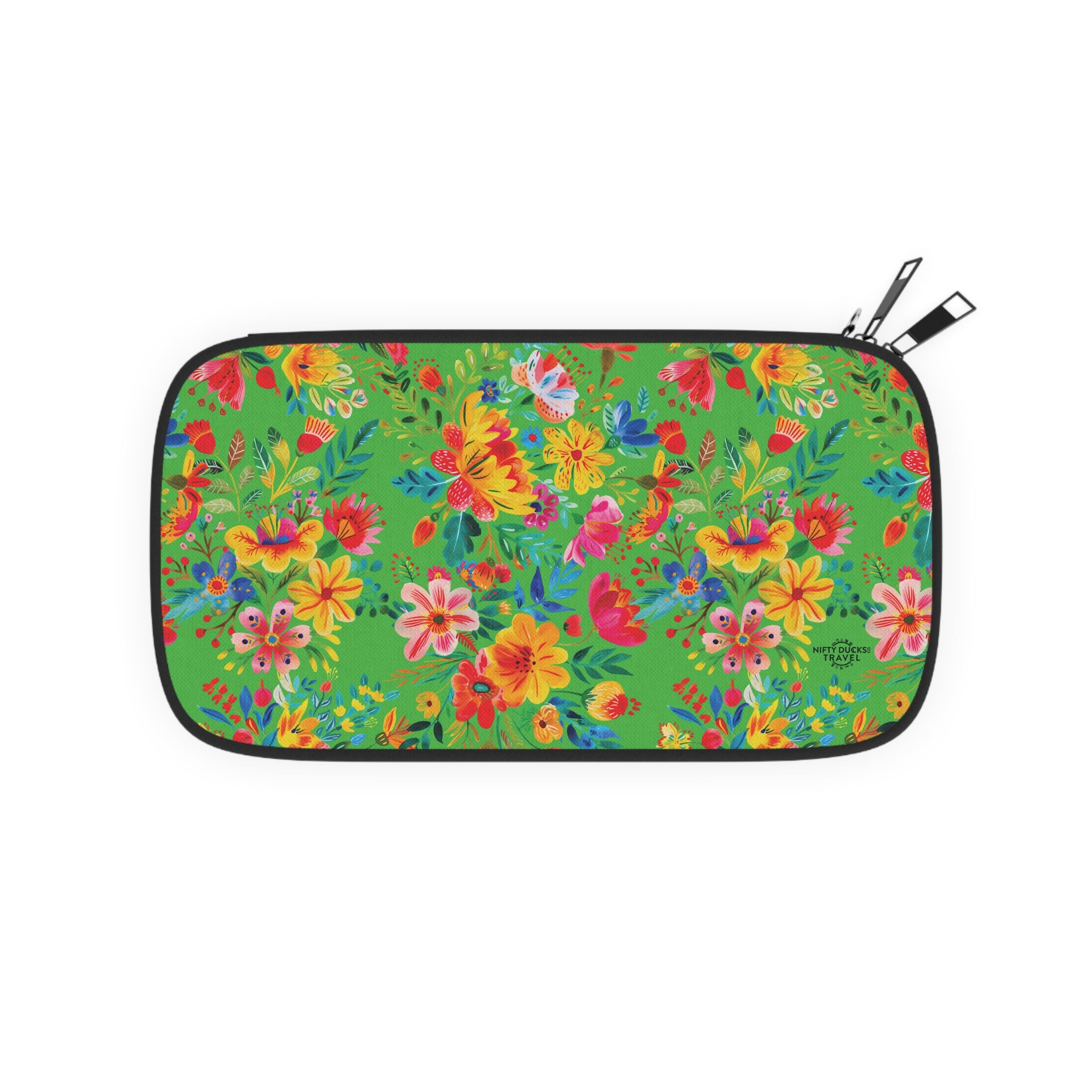 Bright Watercolor Flowers Passport Wallet - Perfect for Adventurers & Travelers - Lime Green