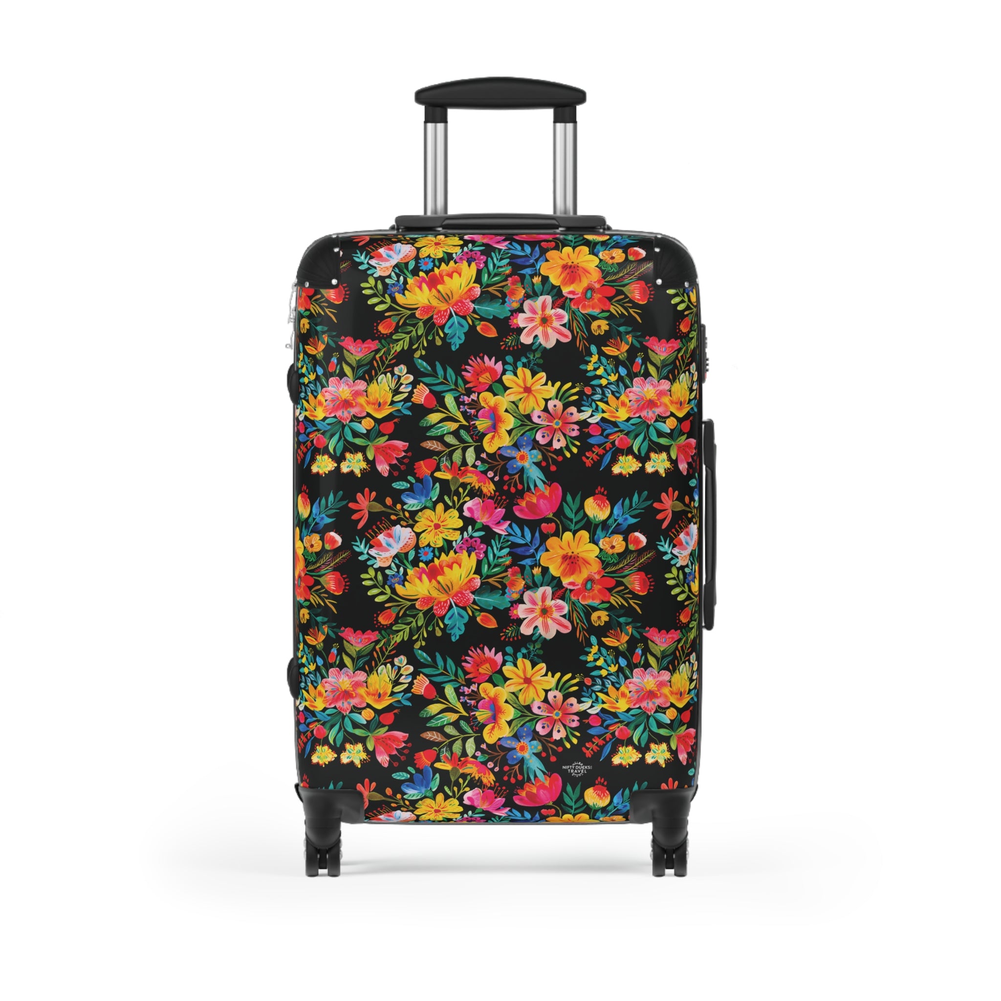 Bright Watercolor Flowers - Black - Suitcase - Stylish Luggage for Adventurers