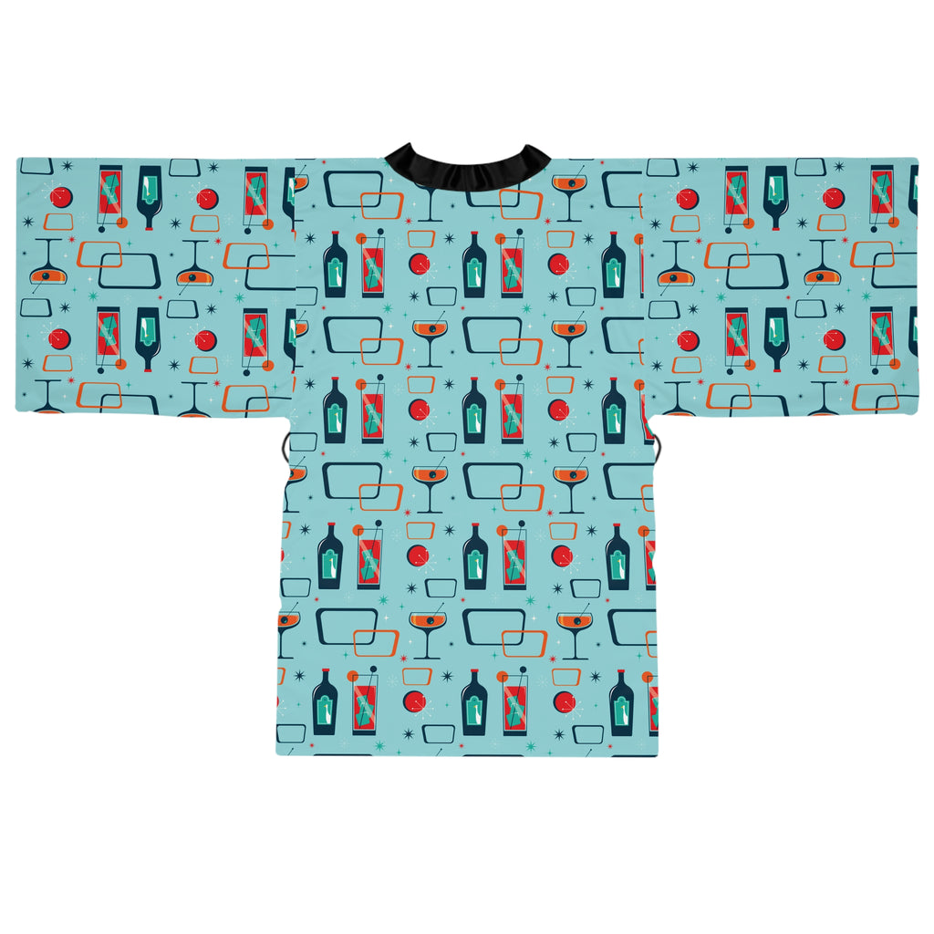 Cocktail Time - Electric Blue - Long Sleeve Kimono Robe - Chic Loungewear, Spa Outfit, Gift for Her, Inner Peace, Home Comfort