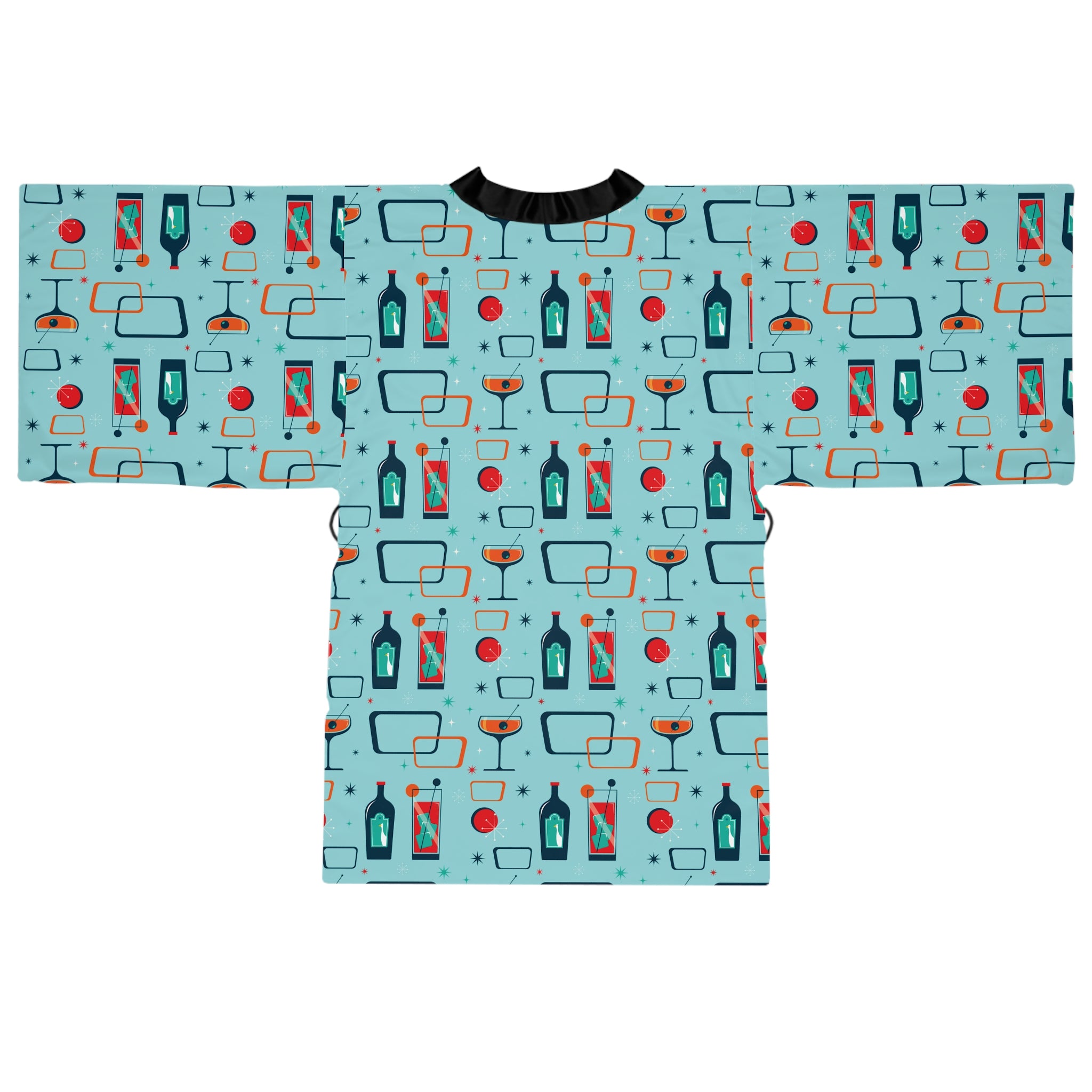 Cocktail Time - Electric Blue - Long Sleeve Kimono Robe - Chic Loungewear, Spa Outfit, Gift for Her, Inner Peace, Home Comfort