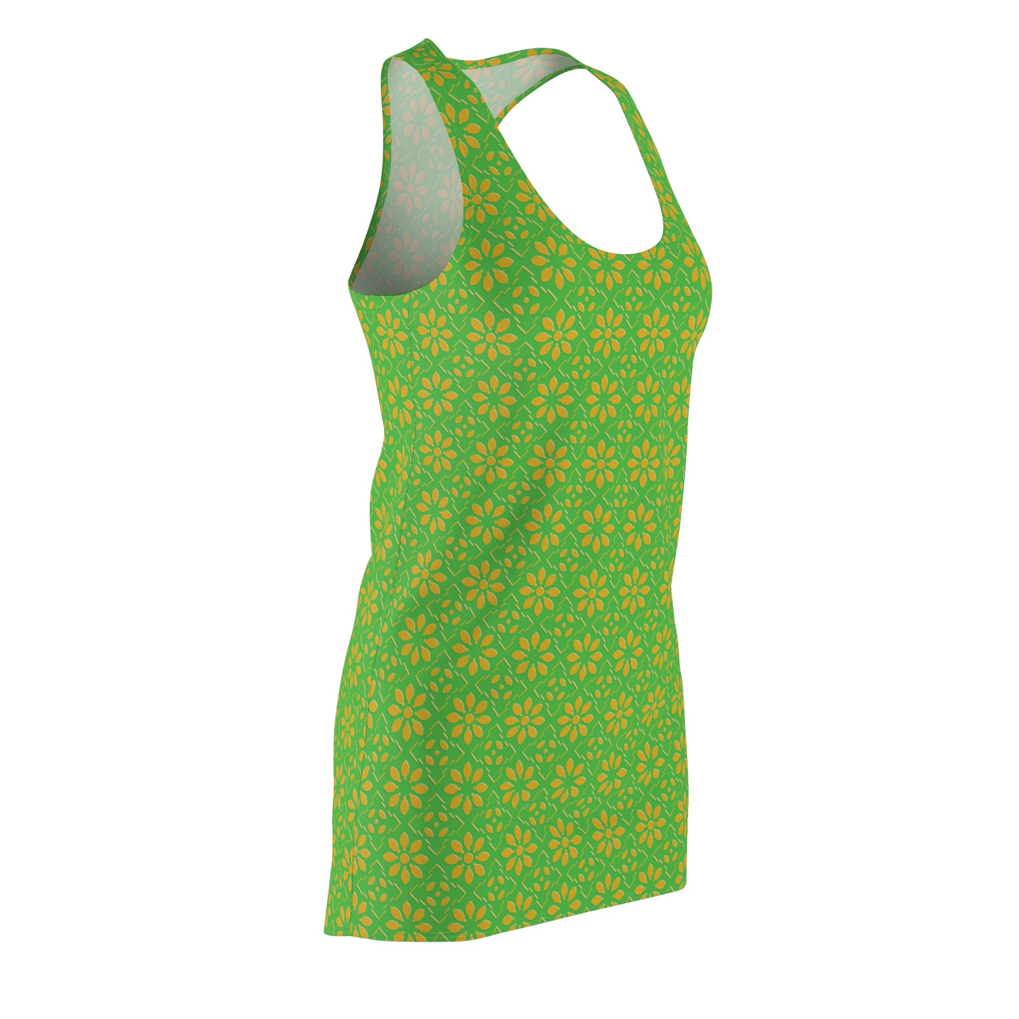 Florina - Lime Green - Gold - Racerback Dress for Summer Fun, Beach Wear, Vacation Style, Party Outfit, Ladies Sundress