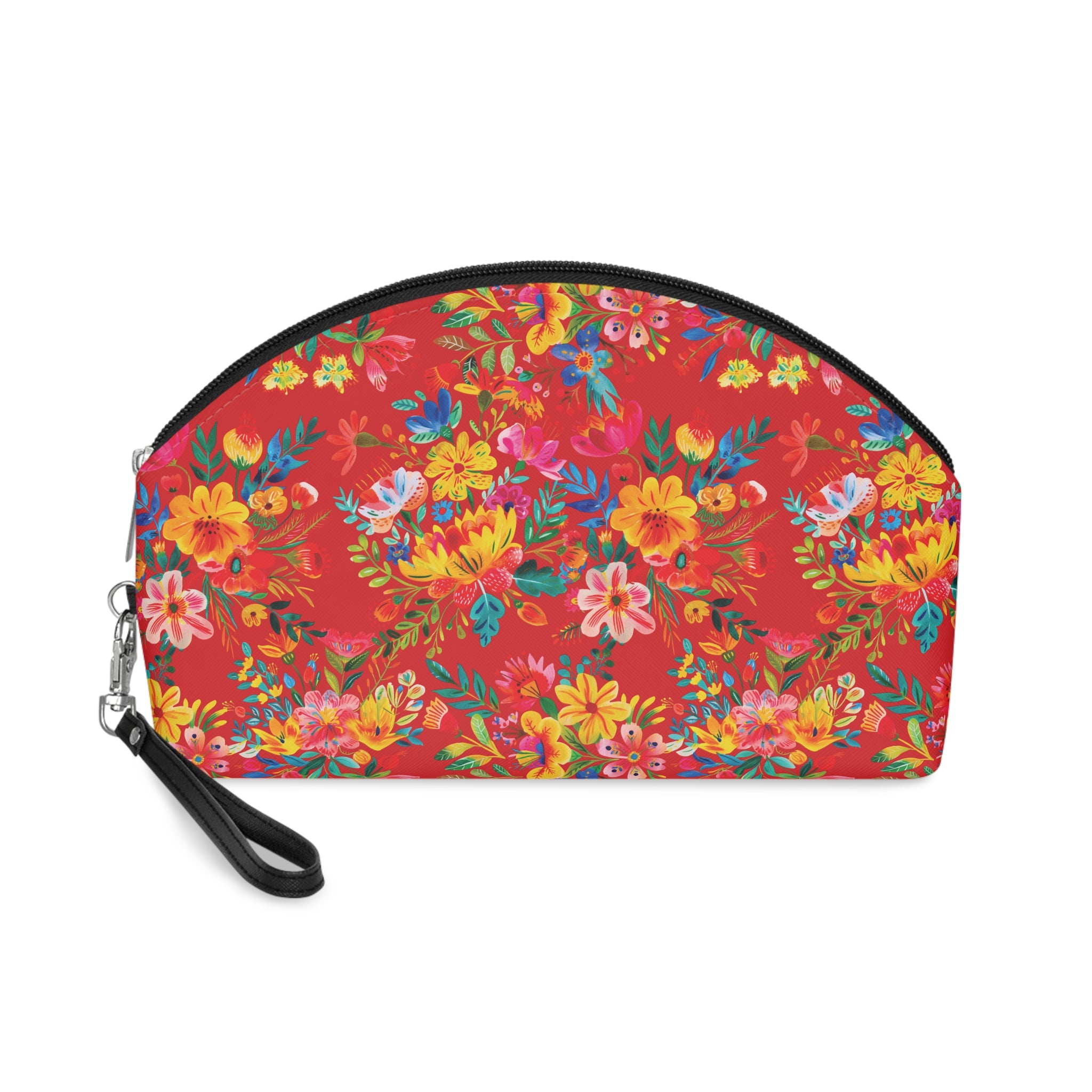 Bright Watercolor Flowers Makeup Bag - Fun & Functional Travel Accessory - Scarlet