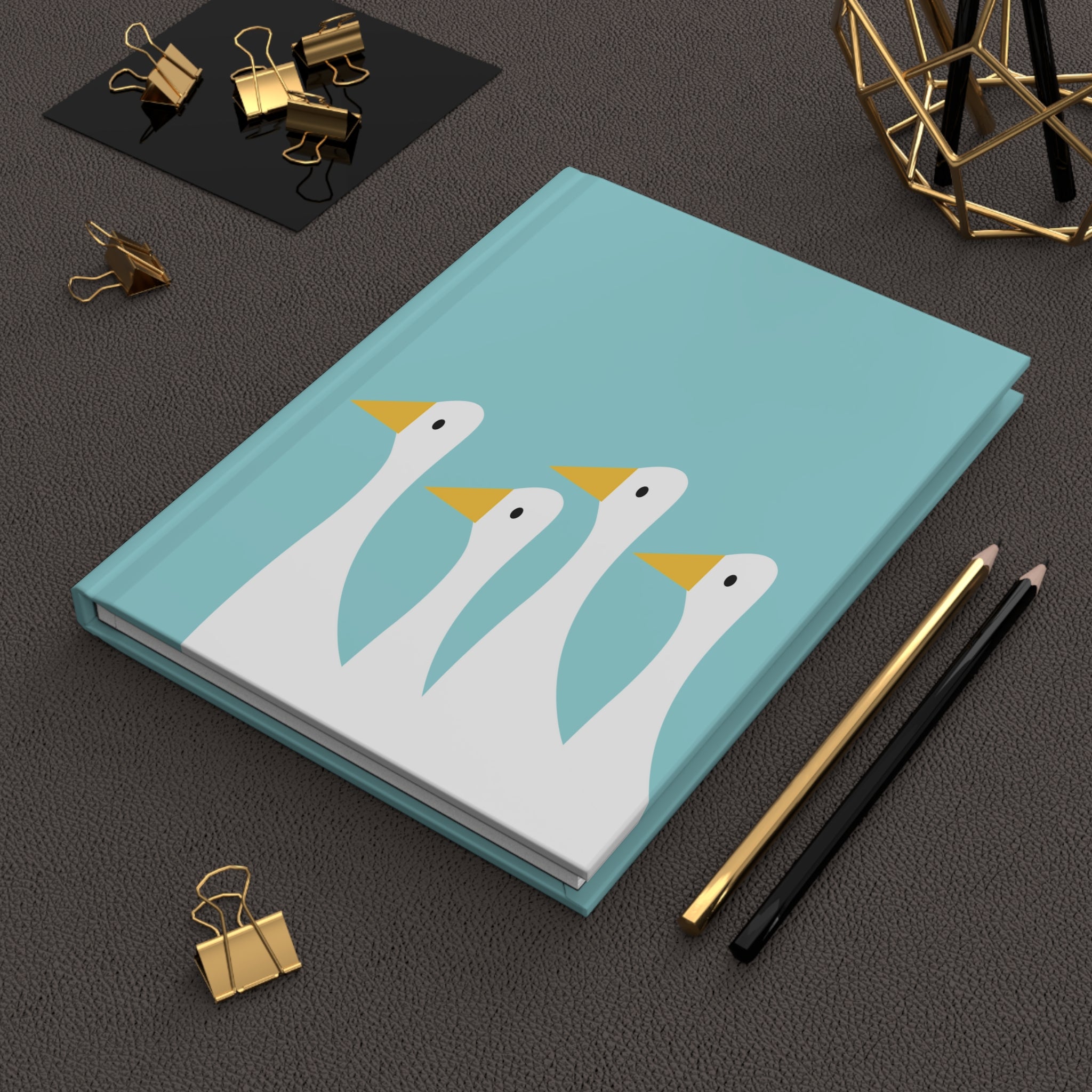 Traveling Ducks - Nifty Ducks Travel Logo - Electric Blue - Hardcover Journal - Matte Finish