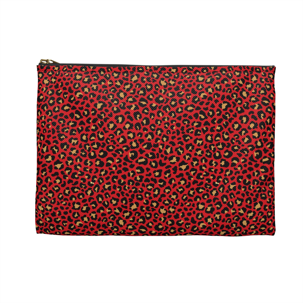 Spicy Kitty - Scarlet - Leopard Print - Nifty Ducks Travel Accessory Pouch - Perfect for Adventurers & Travelers