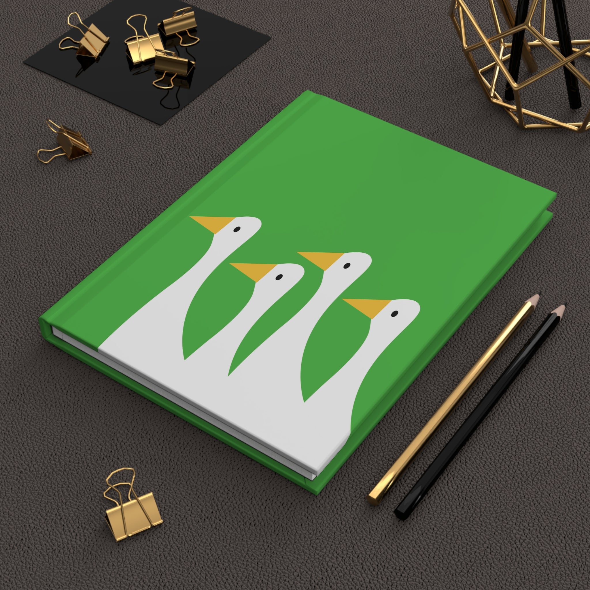 Traveling Ducks - Nifty Ducks Travel Logo - Lime Green - Hardcover Journal - Matte Finish