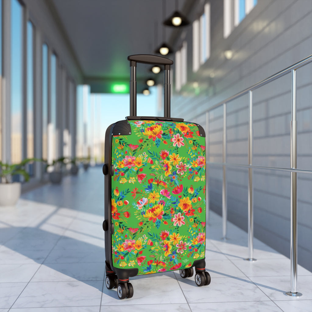 Bright Watercolor Flowers - Lime Green - Suitcase - Stylish Luggage for Adventurers