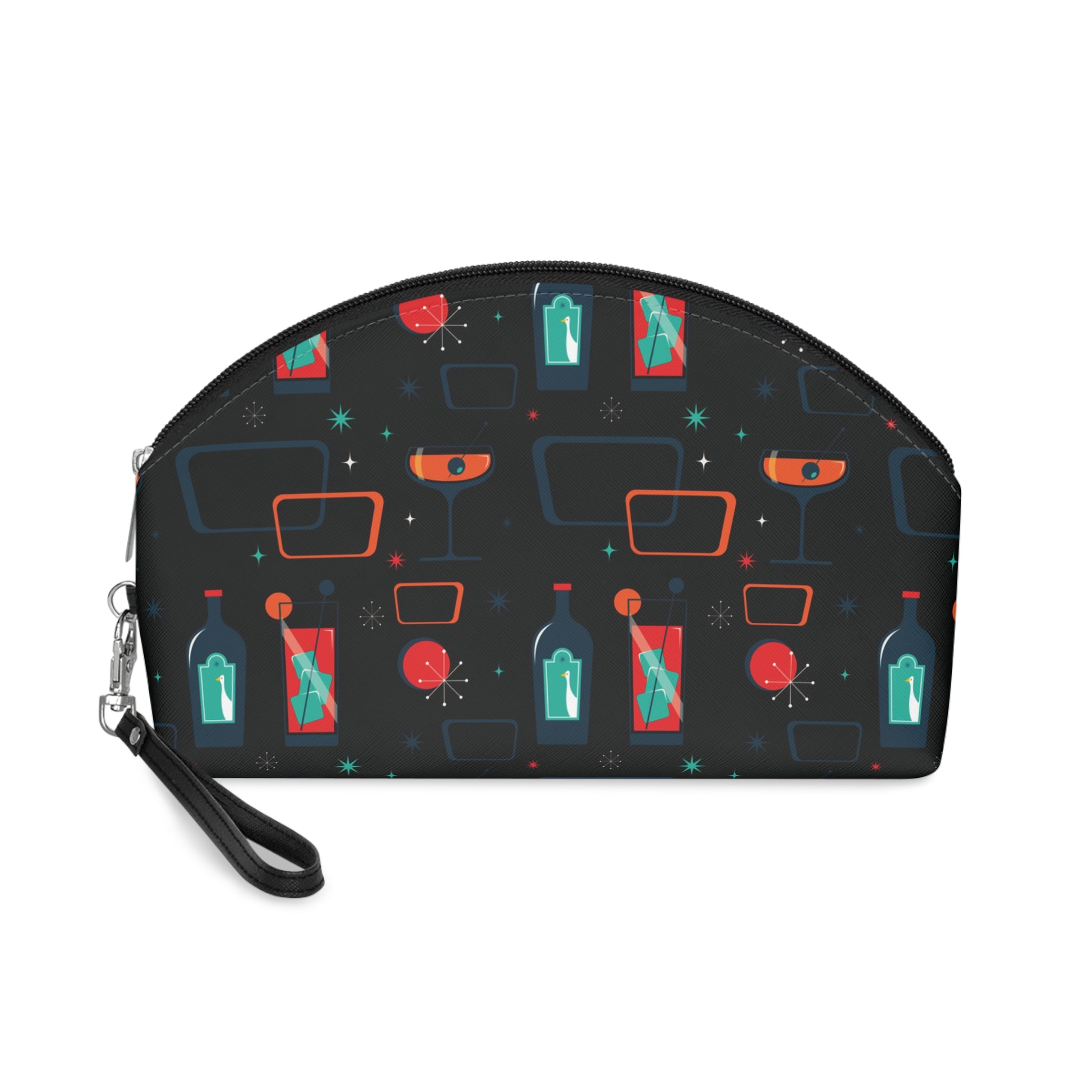 Cocktail Time - Black - Mid Century design - Makeup Bag - Fun & Functional Travel Accessory