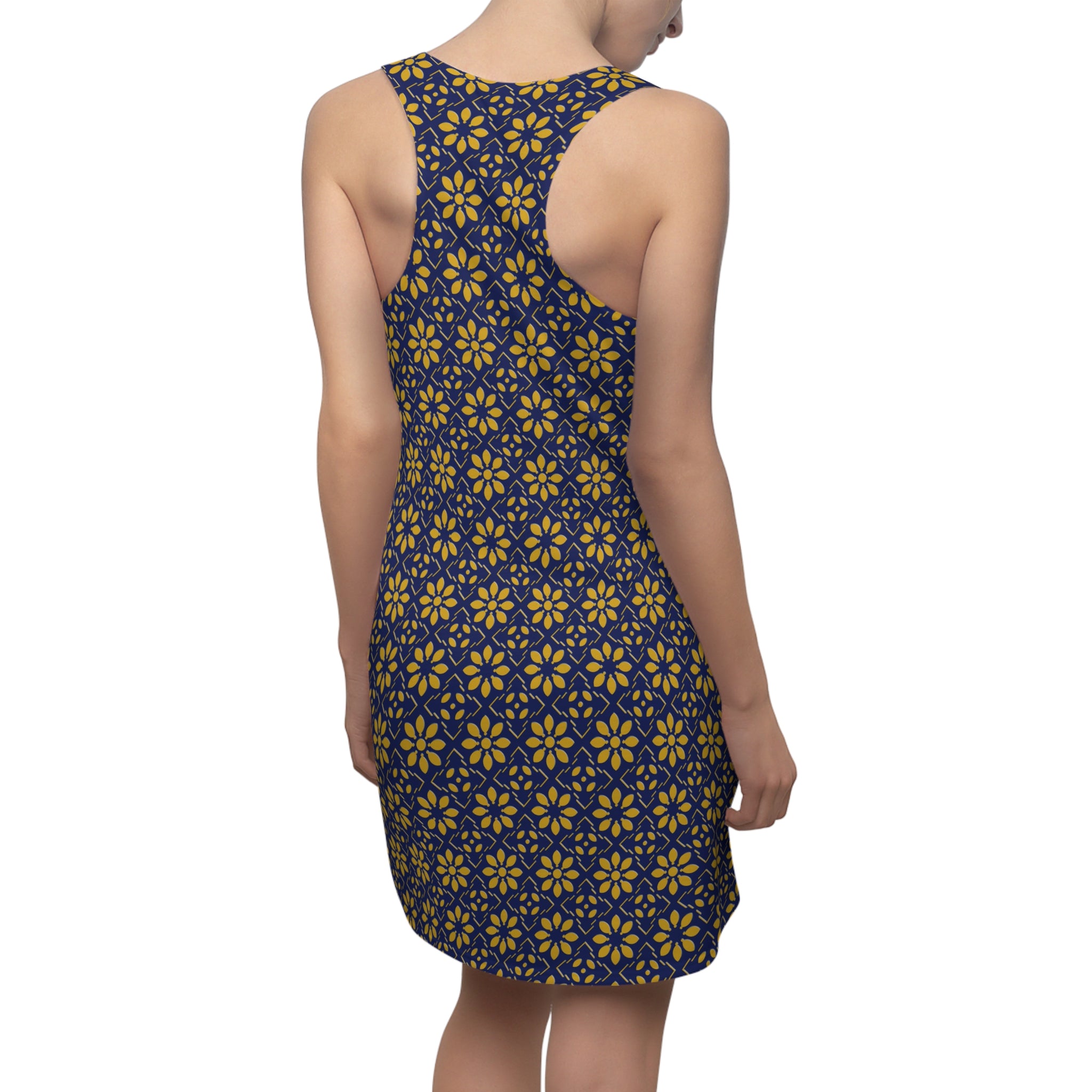 Florina - Midnight Blue - Gold - Racerback Dress for Summer Fun, Beach Wear, Vacation Style, Party Outfit, Ladies Sundress
