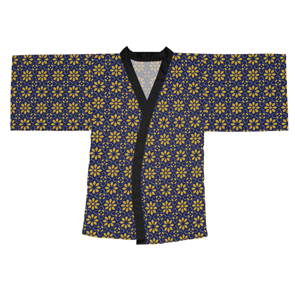 Florina - Big print - Long Sleeve Kimono Robe - Royal Blue - Gold - Chic Loungewear, Spa Outfit, Gift for Her, Inner Peace, Home Comfort