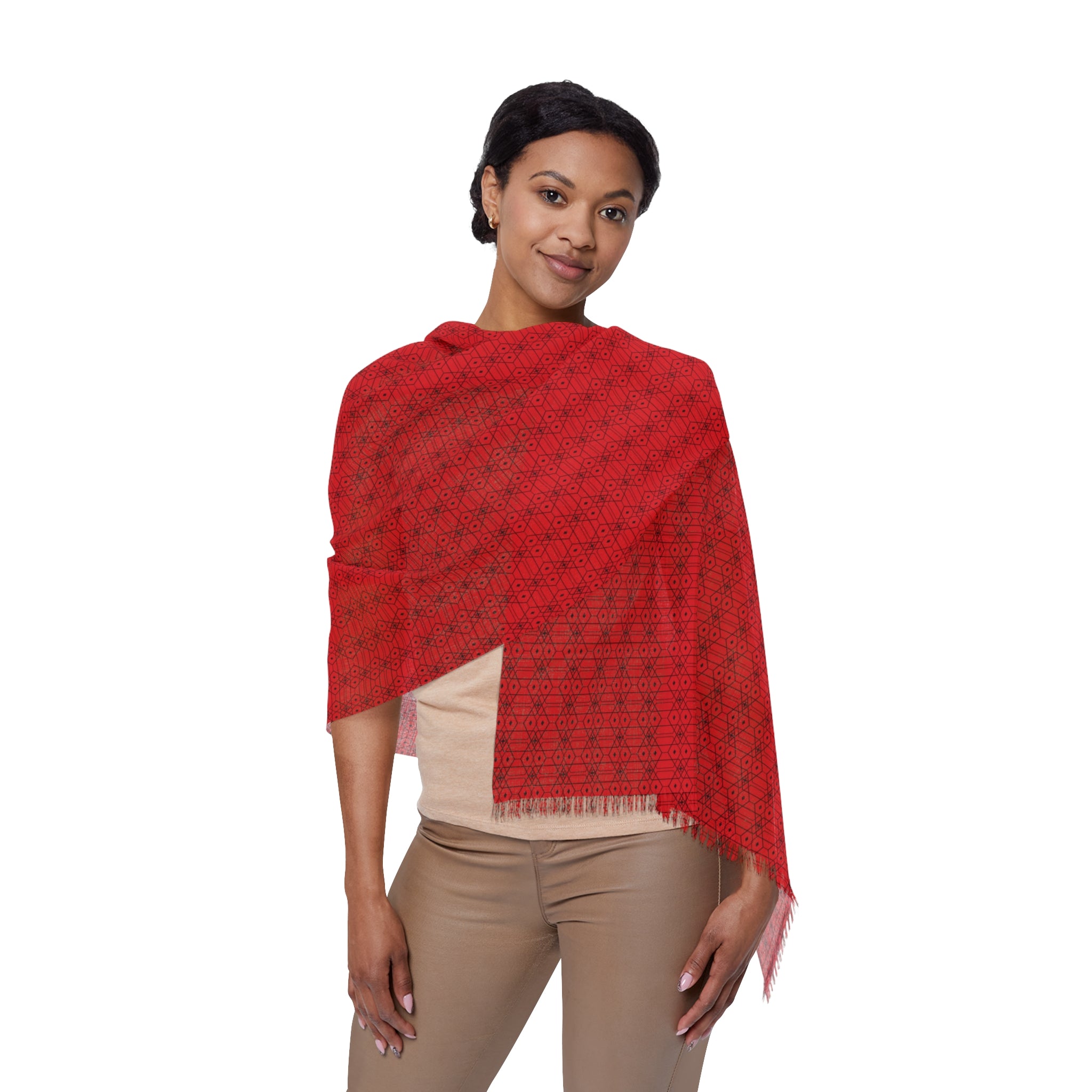 Dimetra - Scarlet - Black - Scarf - Lightweight Shawl, Perfect for Outdoor Events, Mothers Day Gift