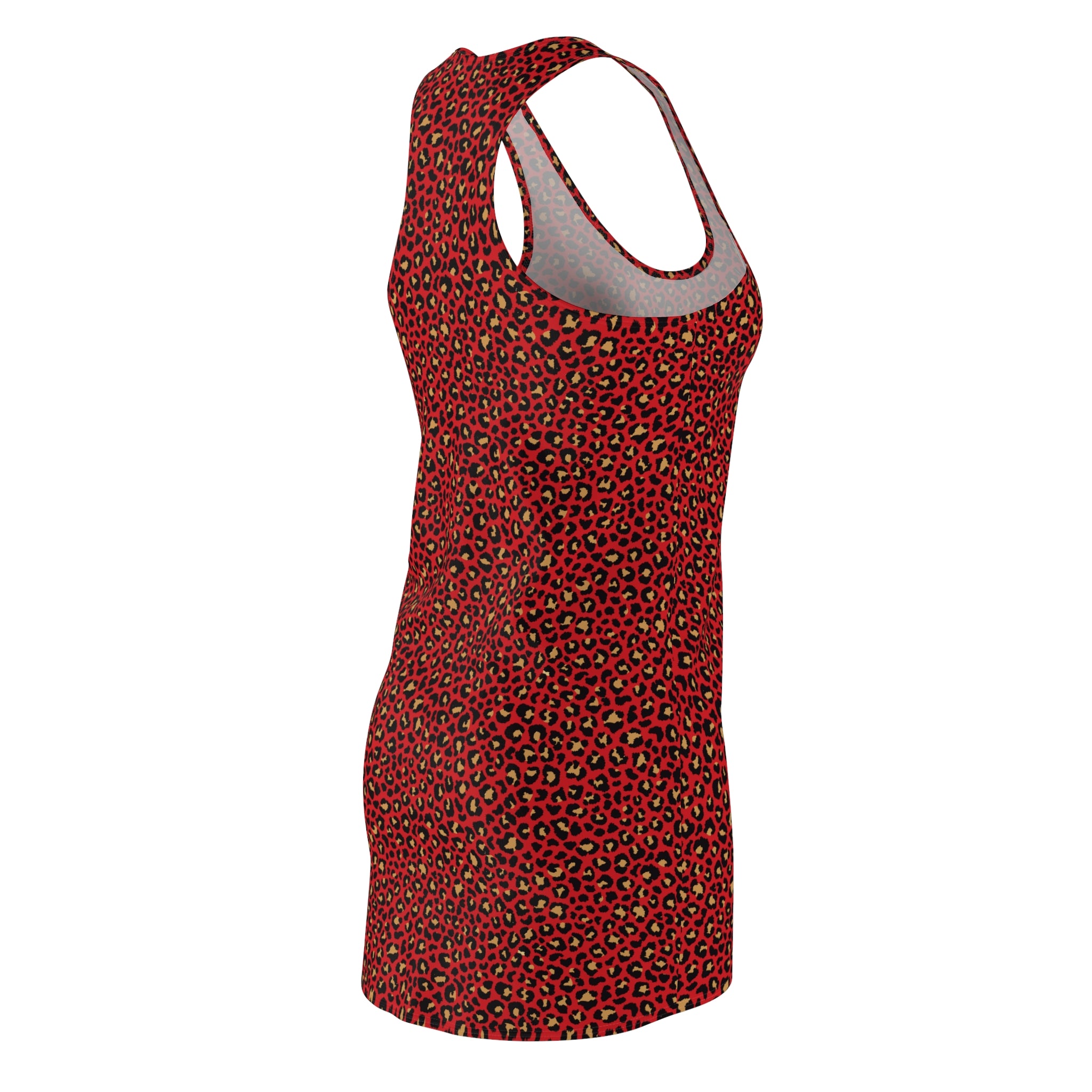 Spicy Kitty - Scarlet - Leopard Print -  Racerback Dress for Summer Fun, Beach Wear, Vacation Style, Party Outfit, Ladies Sundress