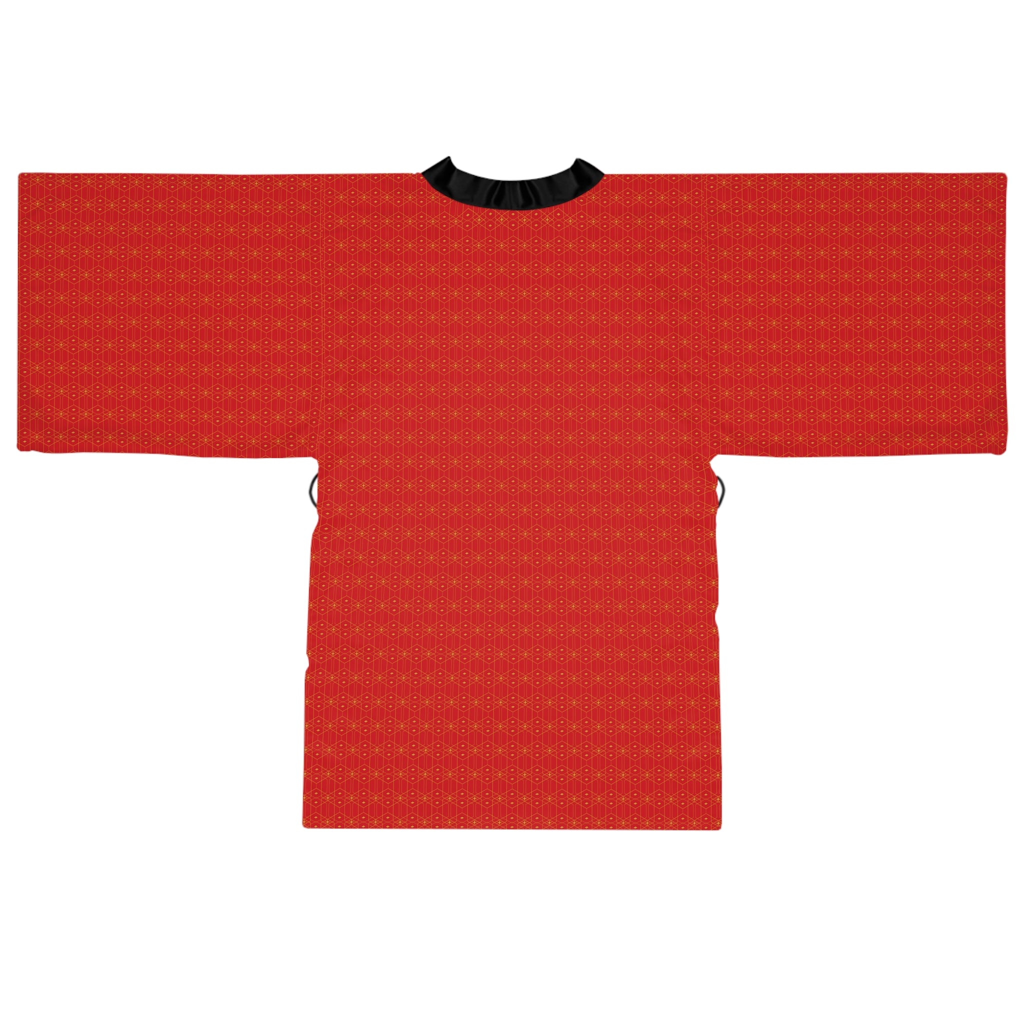 Dimetra - Long Sleeve Kimono Robe - Scarlet - Gold - Chic Loungewear, Spa Outfit, Gift for Her, Inner Peace, Home Comfort