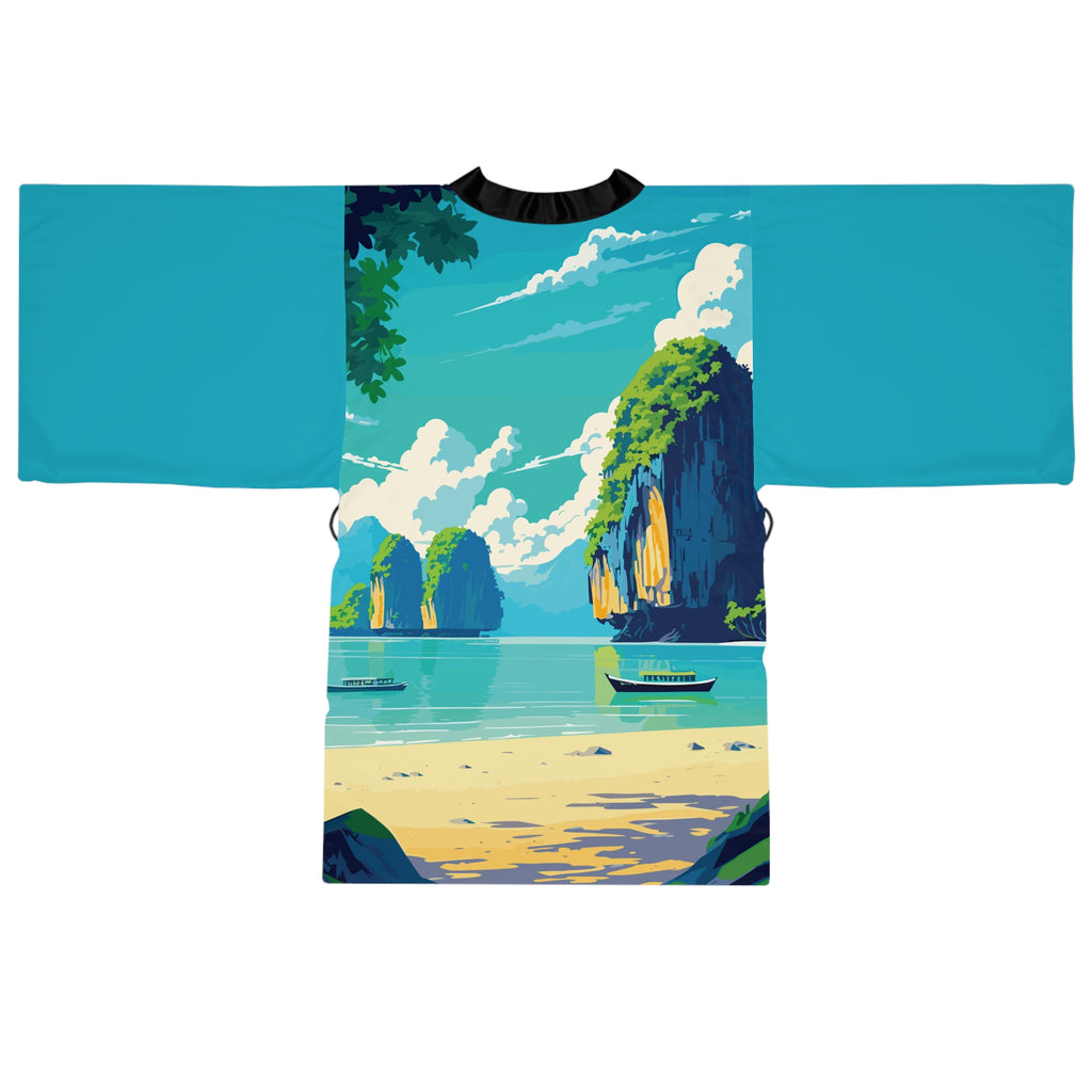 Cities and Landmarks - Krabi - Thailand - Long Sleeve Kimono Robe - Chic Loungewear, Spa Outfit, Gift for Her, Inner Peace, Home Comfort