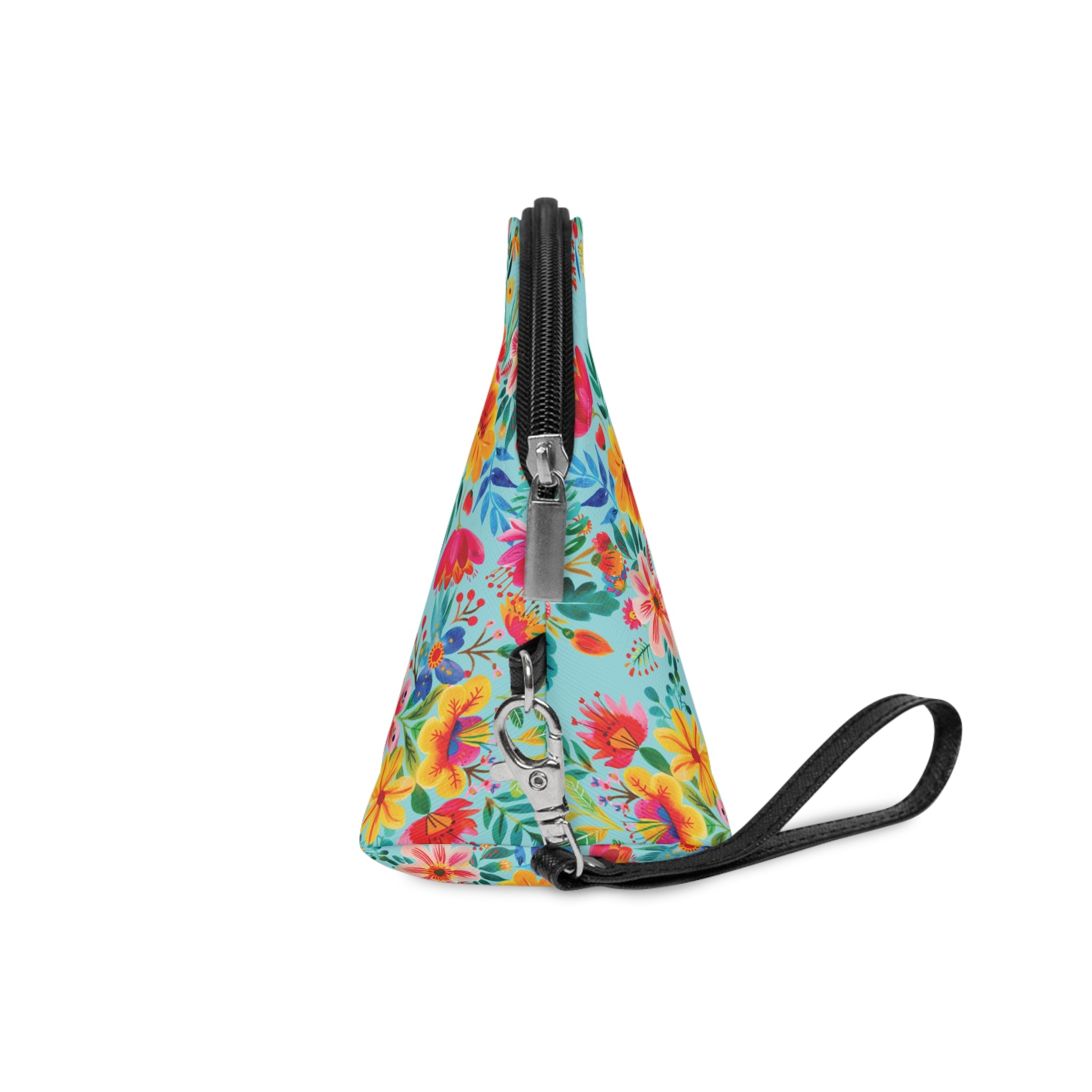 Bright Watercolor Flowers Makeup Bag - Fun & Functional Travel Accessory - Electric Blue