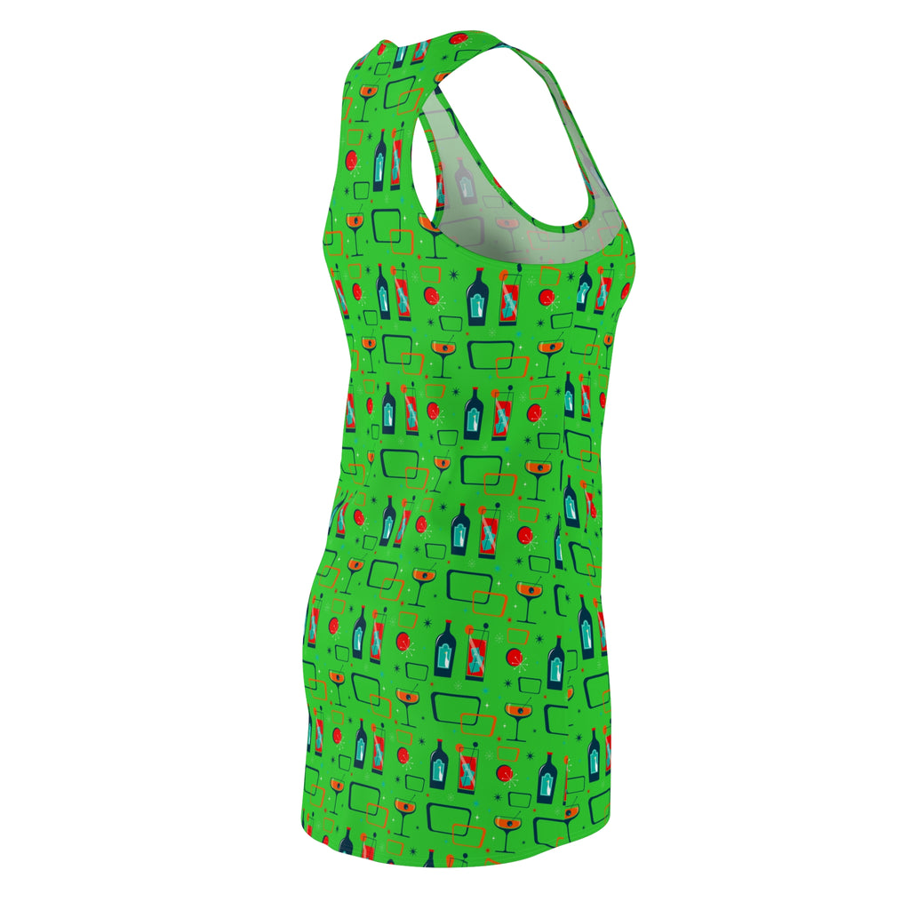 Cocktail Time - Lime Green - Racerback Dress for Summer Fun, Beach Wear, Vacation Style, Party Outfit, Ladies Sundress
