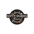 Nifty Ducks Travel Kiss-Cut Sticker — Retro Travel Badge Sticker for Laptops, Luggage & Water Bottles