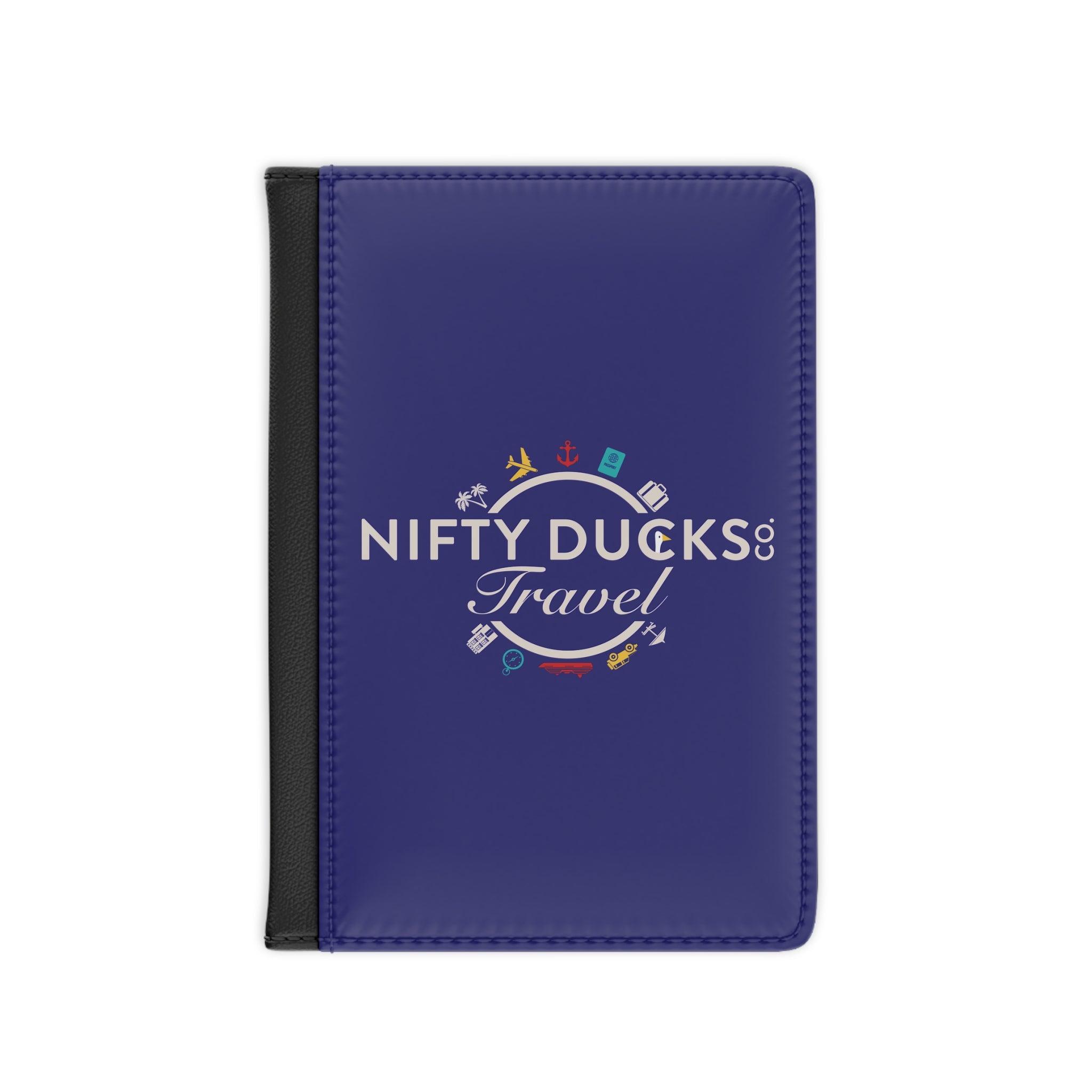 Nifty Ducks Co Travel Logo - Ultramarine - Passport Cover | Travel Accessory, Gift for Jet setters, Unique Travel Journal, Vacation Must-Have, Gift for Travelers