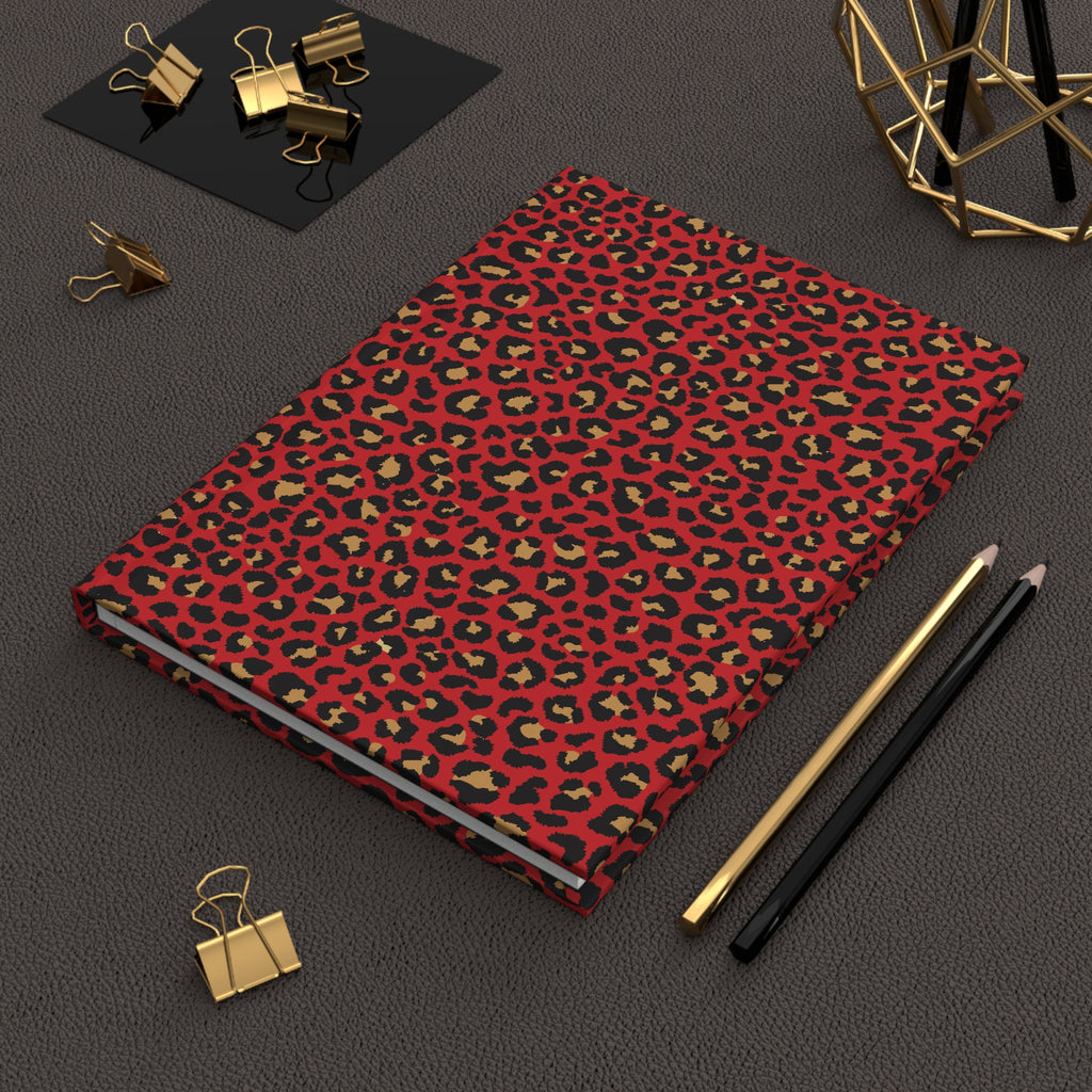 Spicy Kitty - Scarlet - Leopard Print - Hardcover Journal - Matte Finish