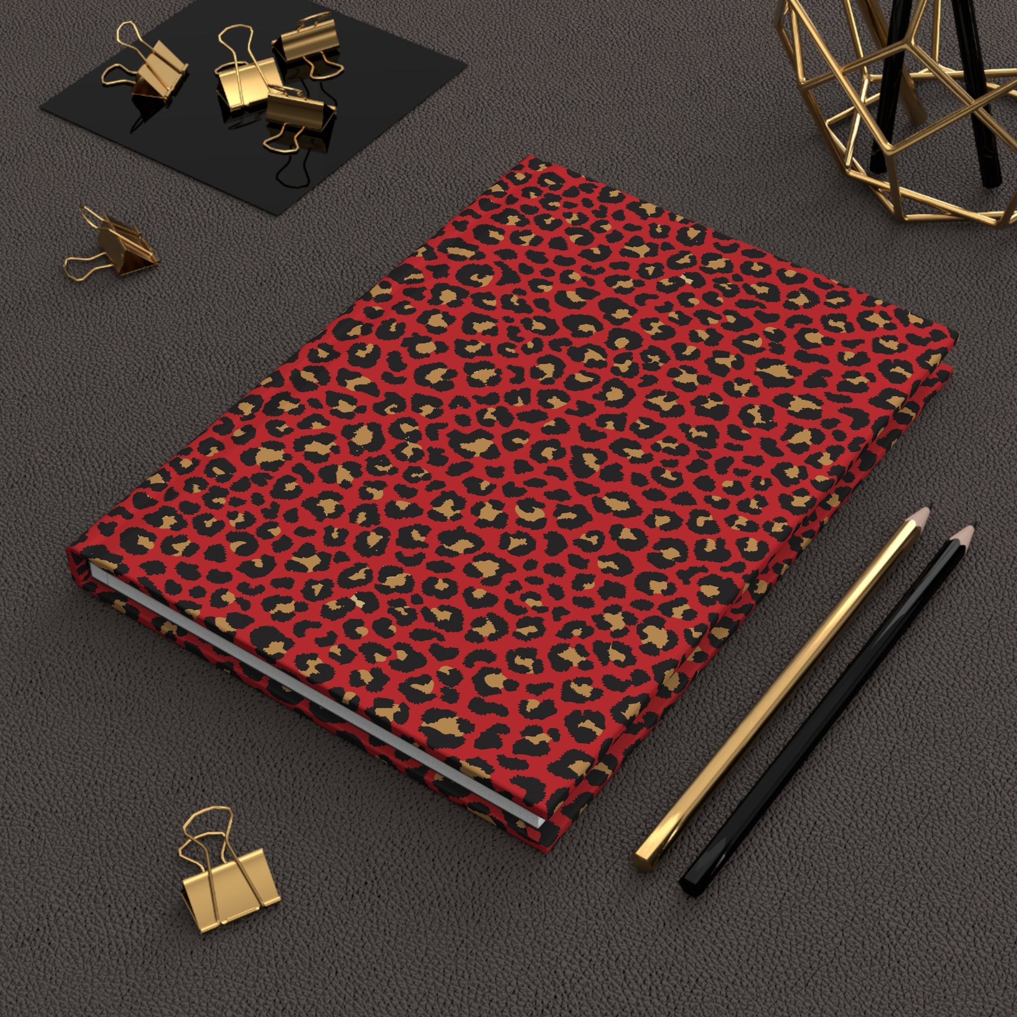 Spicy Kitty - Scarlet - Leopard Print - Hardcover Journal - Matte Finish