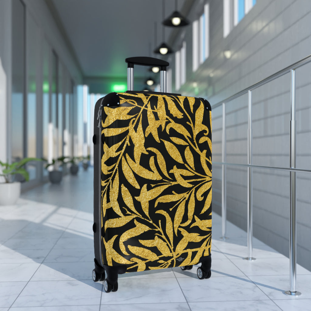 Gold Leaves - Black - Suitcase - Stylish Luggage for Adventurers
