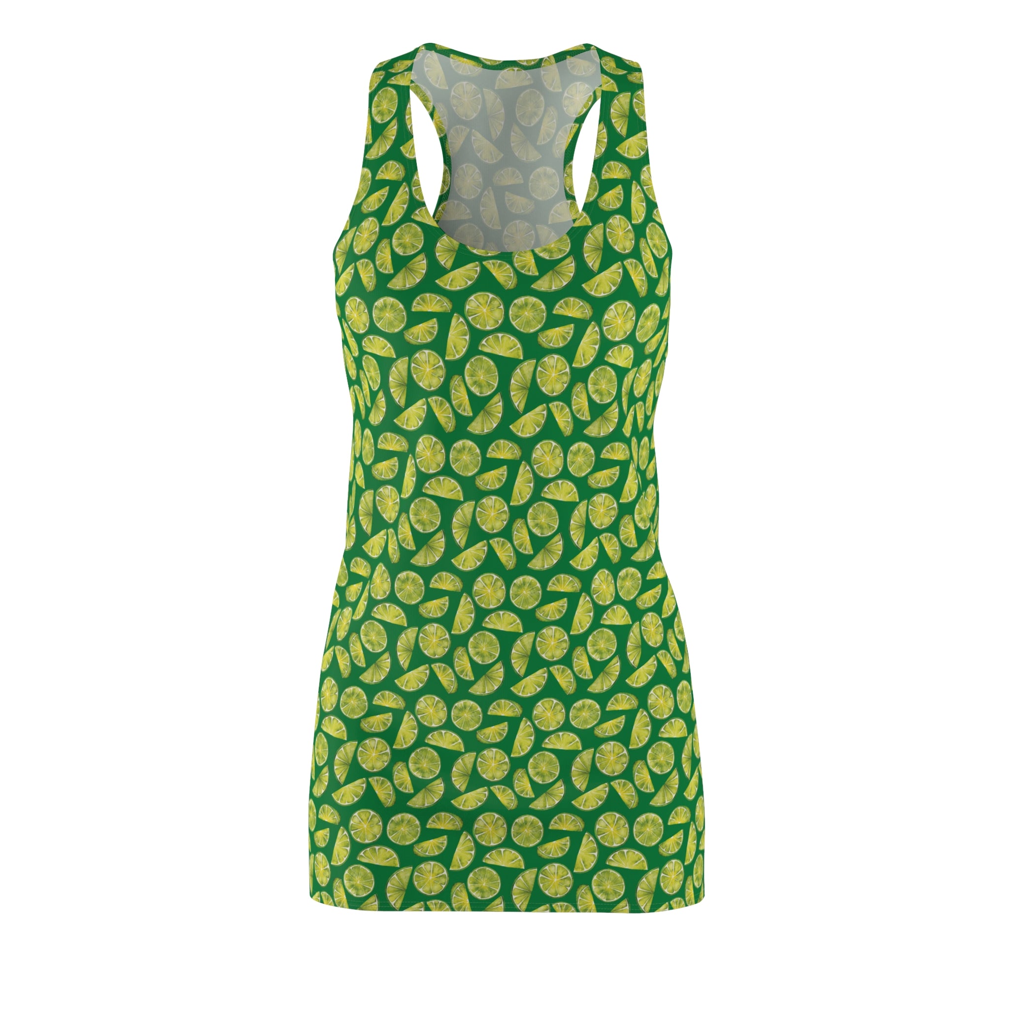 Zest Coast Vibes - Green -  Racerback Dress for Summer Fun, Beach Wear, Vacation Style, Party Outfit, Ladies Sundress