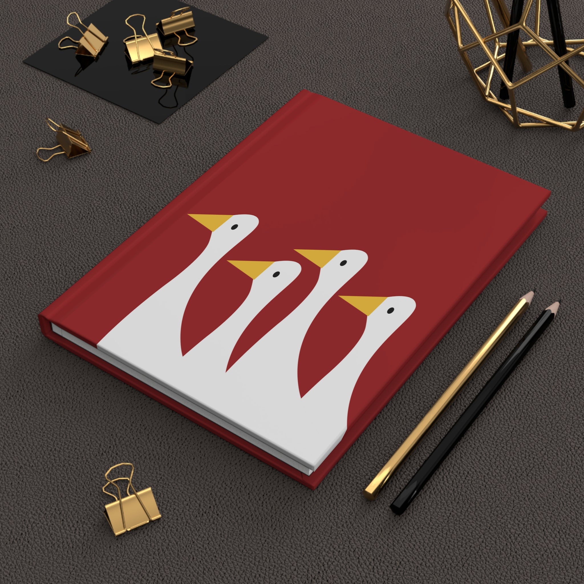 Traveling Ducks - Nifty Ducks Travel Logo - Scarlet - Hardcover Journal - Matte Finish