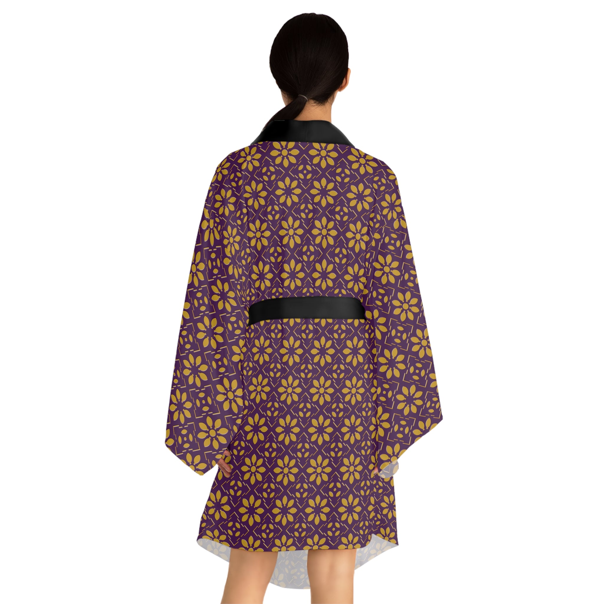 Florina - Big print - Long Sleeve Kimono Robe - Royal Purple - Gold - Chic Loungewear, Spa Outfit, Gift for Her, Inner Peace, Home Comfort
