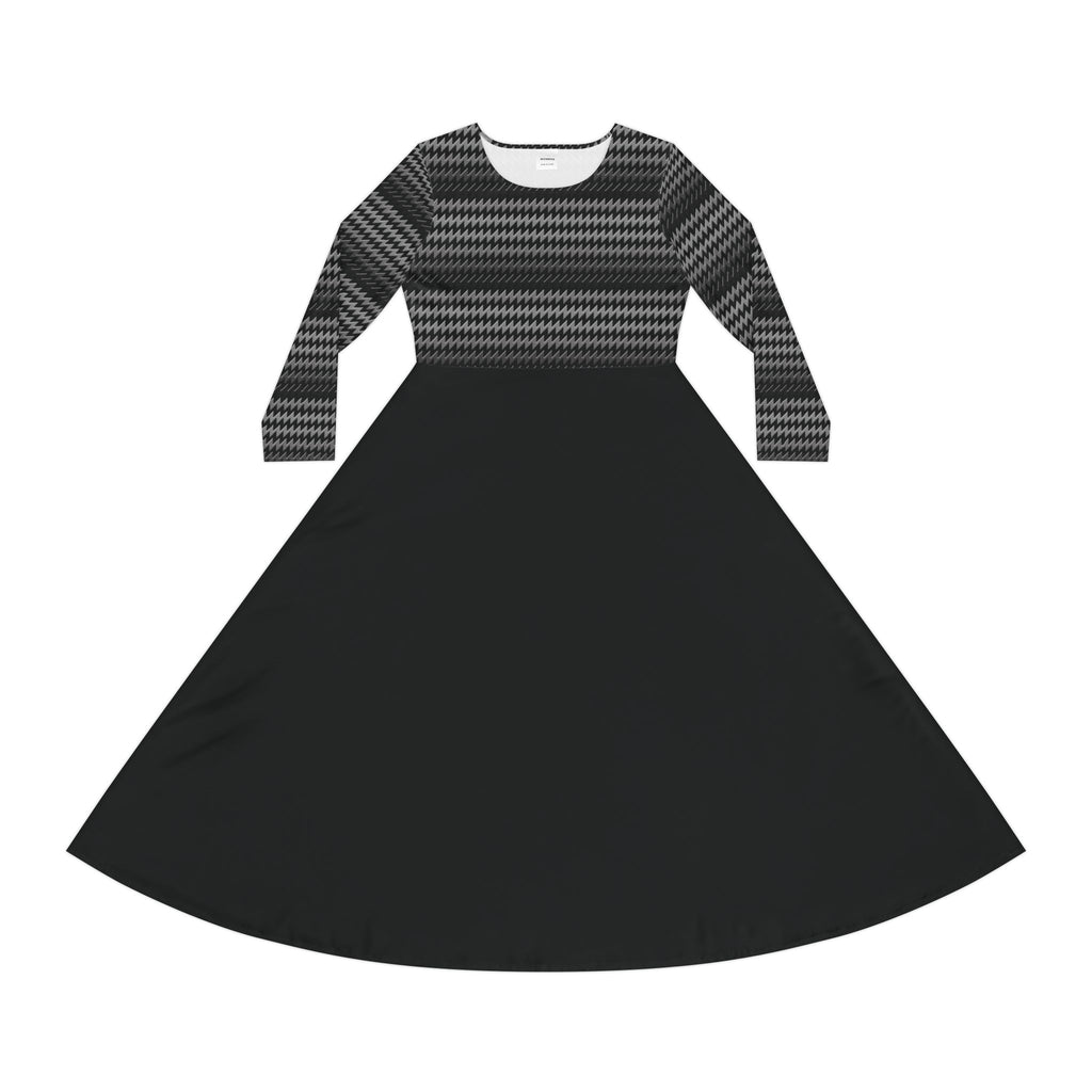 Kinetra - Black - Gold - Elegant Women's Long Sleeve Dance Dress - Cocktail Time