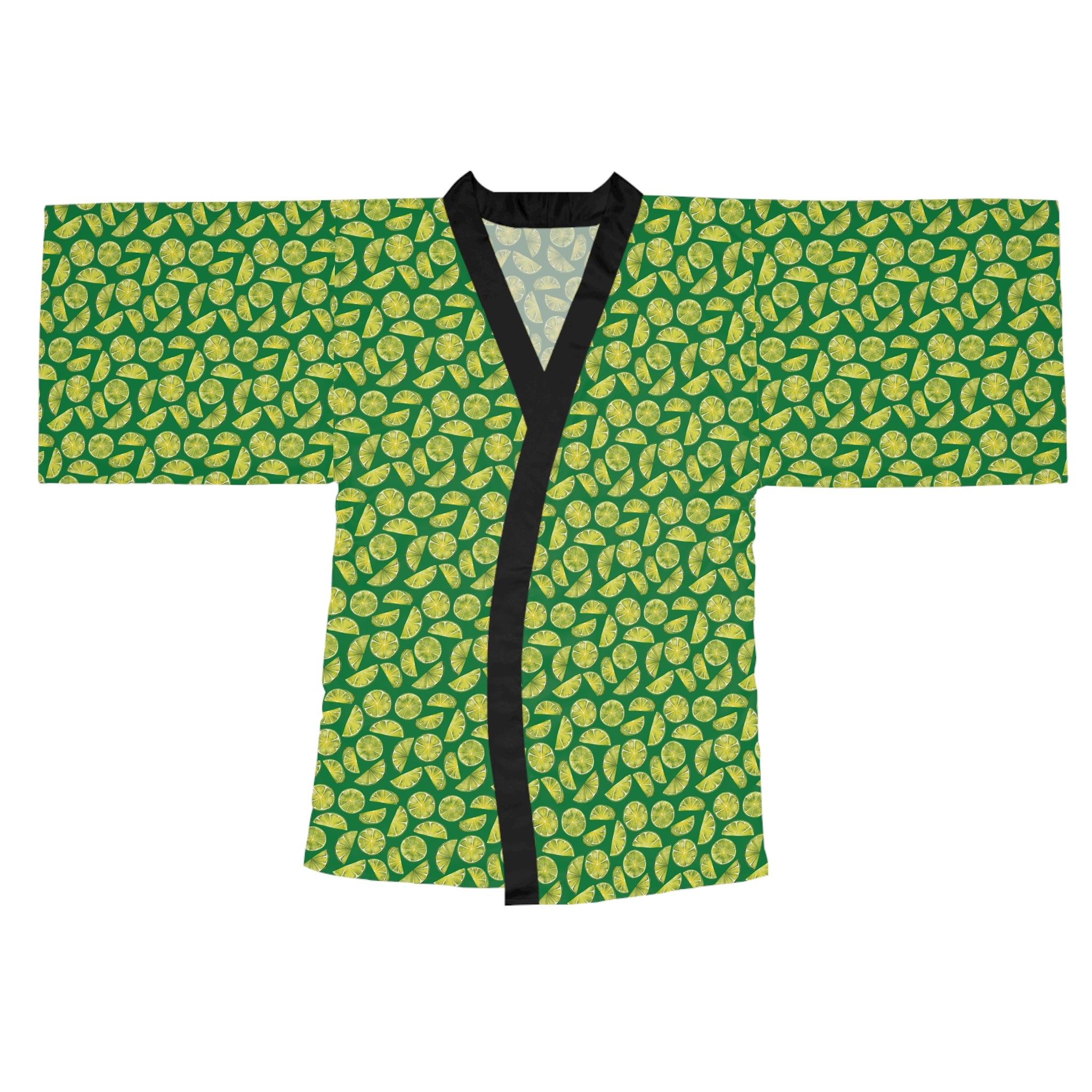 Zest Coast Vibes - Green - Long Sleeve Kimono Robe - Chic Loungewear, Spa Outfit, Gift for Her, Inner Peace, Home Comfort
