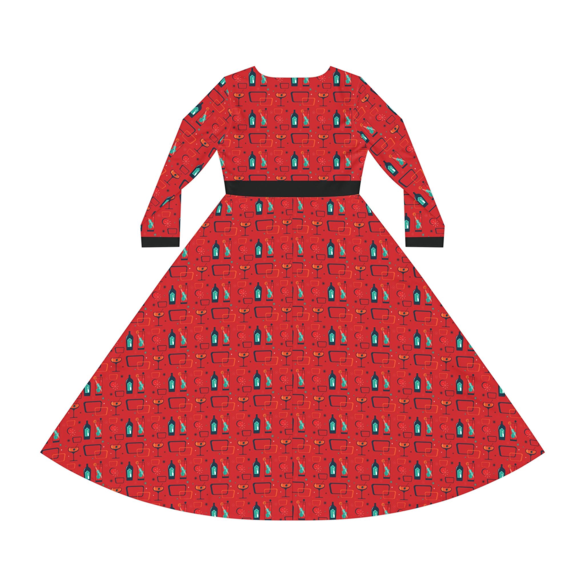 Elegant Women's Long Sleeve Dance Dress - Cocktail Time - Scarlet