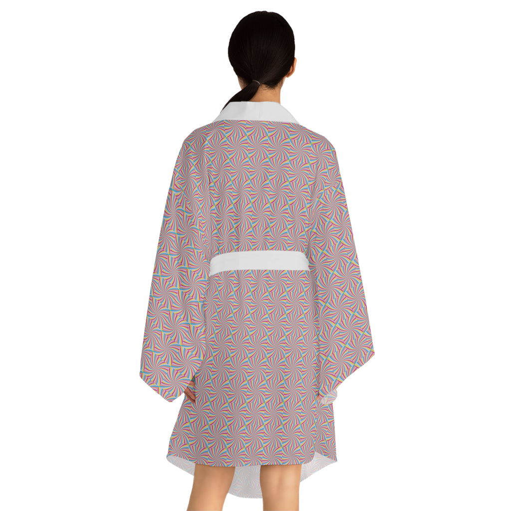 Colorful Pinwheel - Long Sleeve Kimono Robe - Chic Loungewear, Spa Outfit, Gift for Her, Inner Peace, Home Comfort