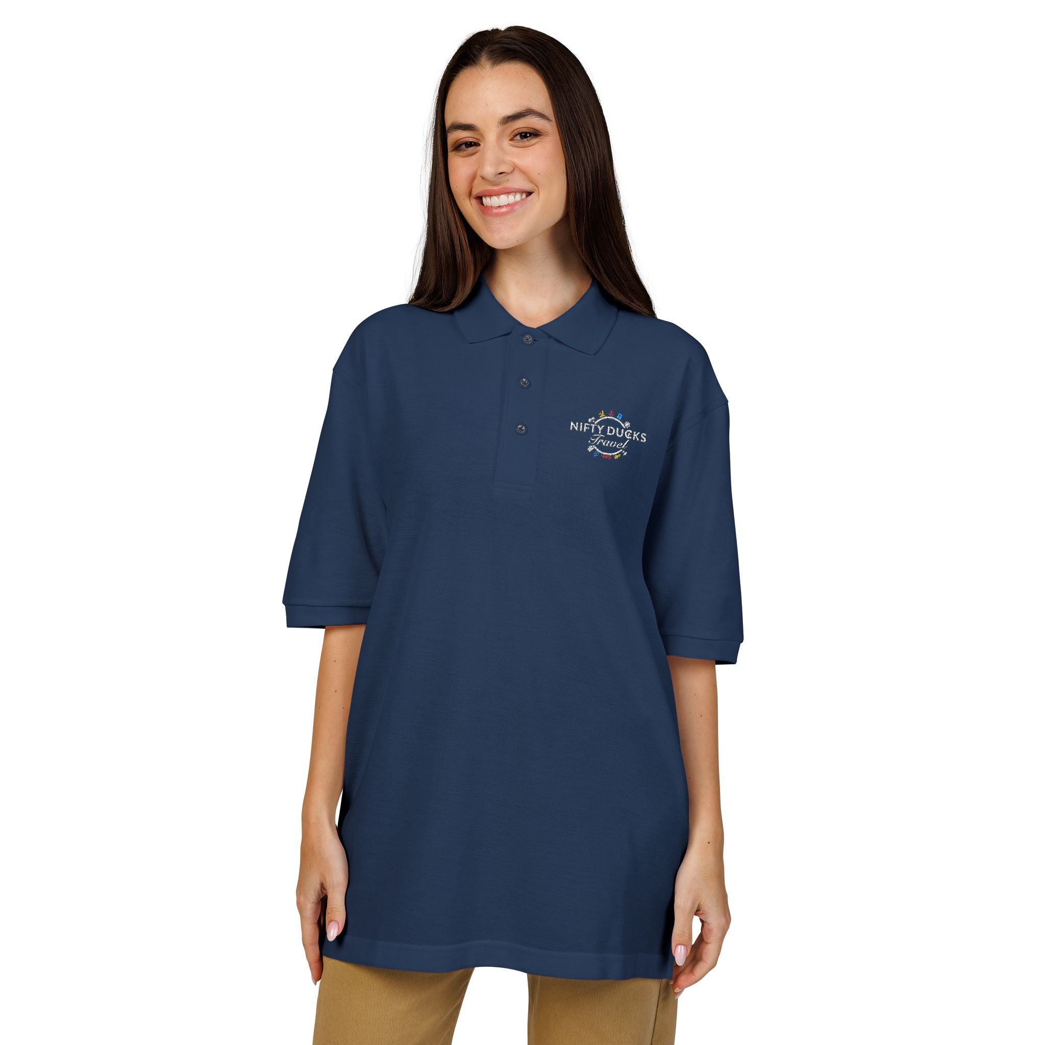 Nifty Ducks Travel Logo - Unisex Polo
