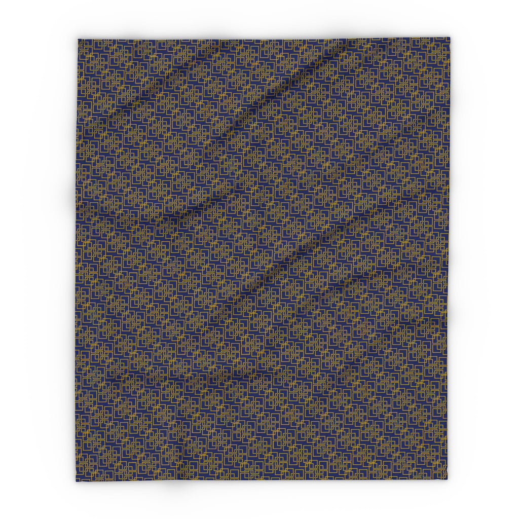 Linea Moda - Midnight Mallard - Gold - Cozy Arctic Fleece Blanket - Festive Holiday Throw