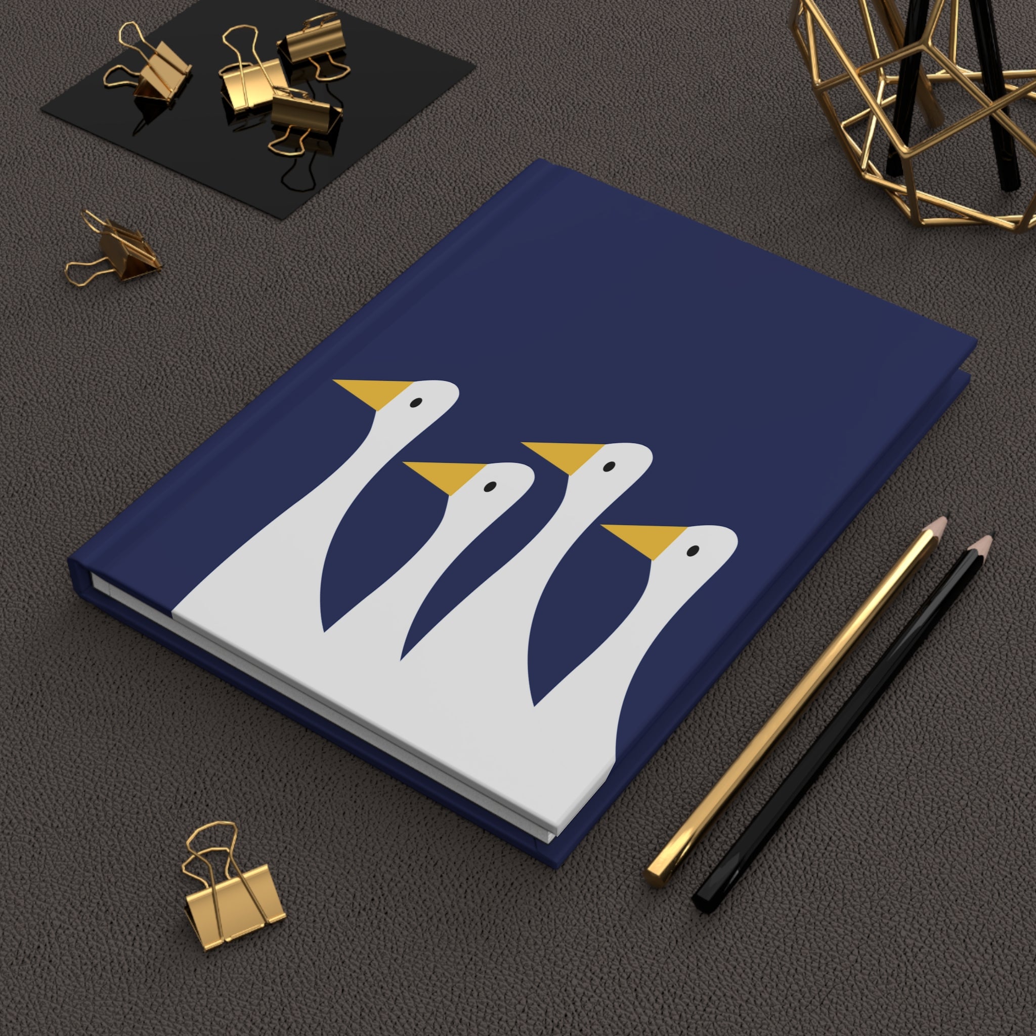 Traveling Ducks - Nifty Ducks Travel Logo - Royal Blue - Hardcover Journal - Matte Finish