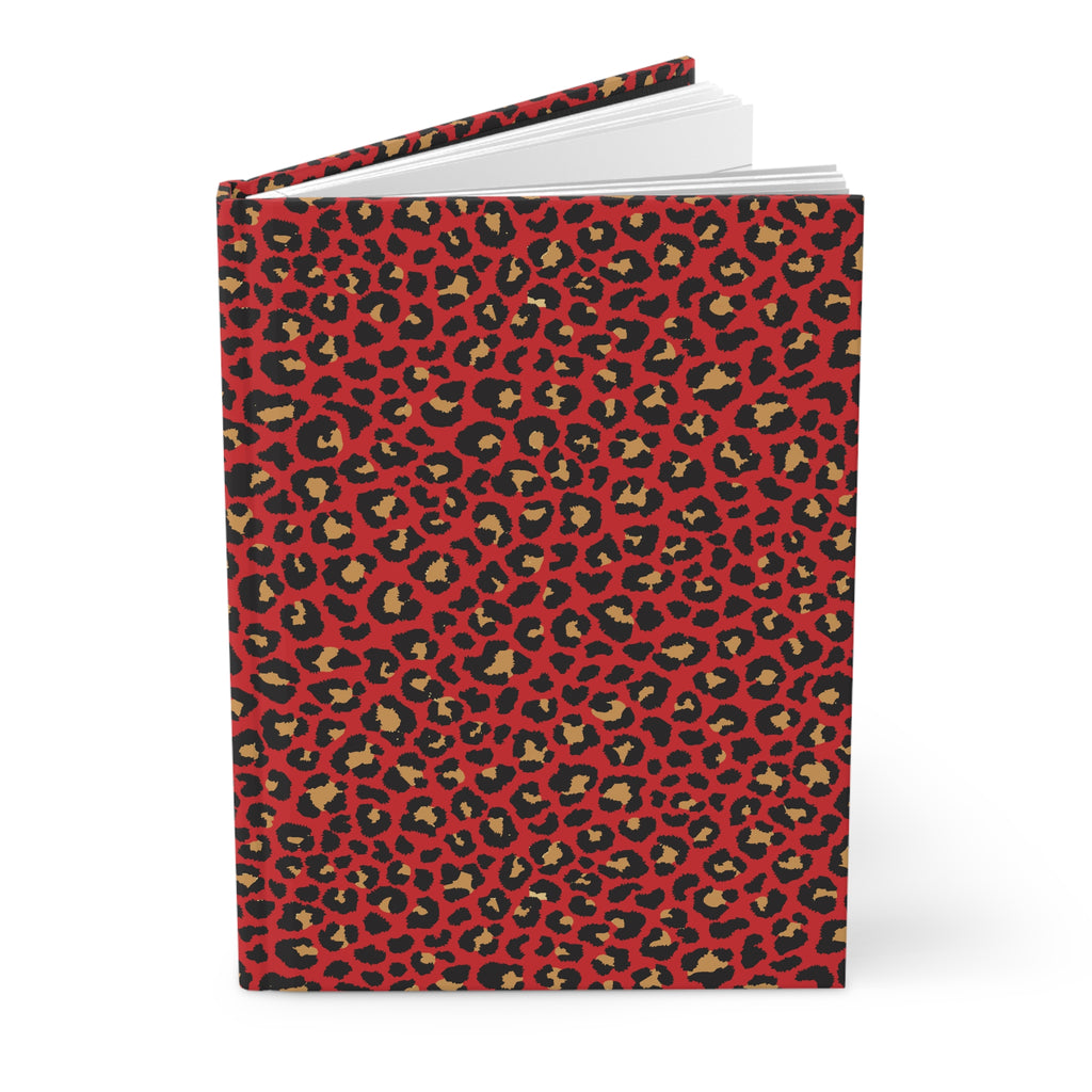 Spicy Kitty - Scarlet - Leopard Print - Hardcover Journal - Matte Finish