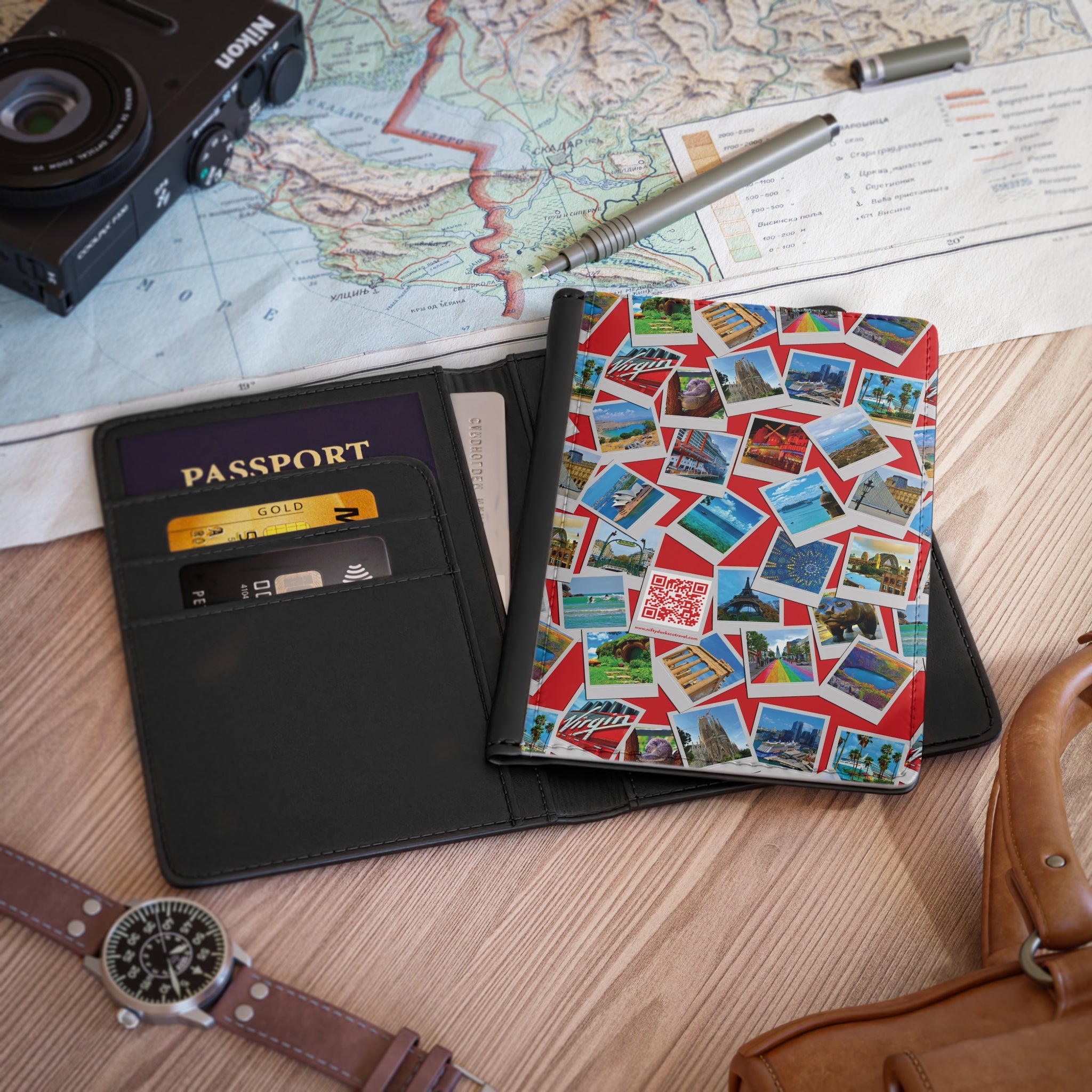 Instant Photo Travel Memories - Scarlet - Passport Cover | Travel Accessory, Gift for Jet setters, Unique Travel Journal, Vacation Must-Have, Gift for Travelers