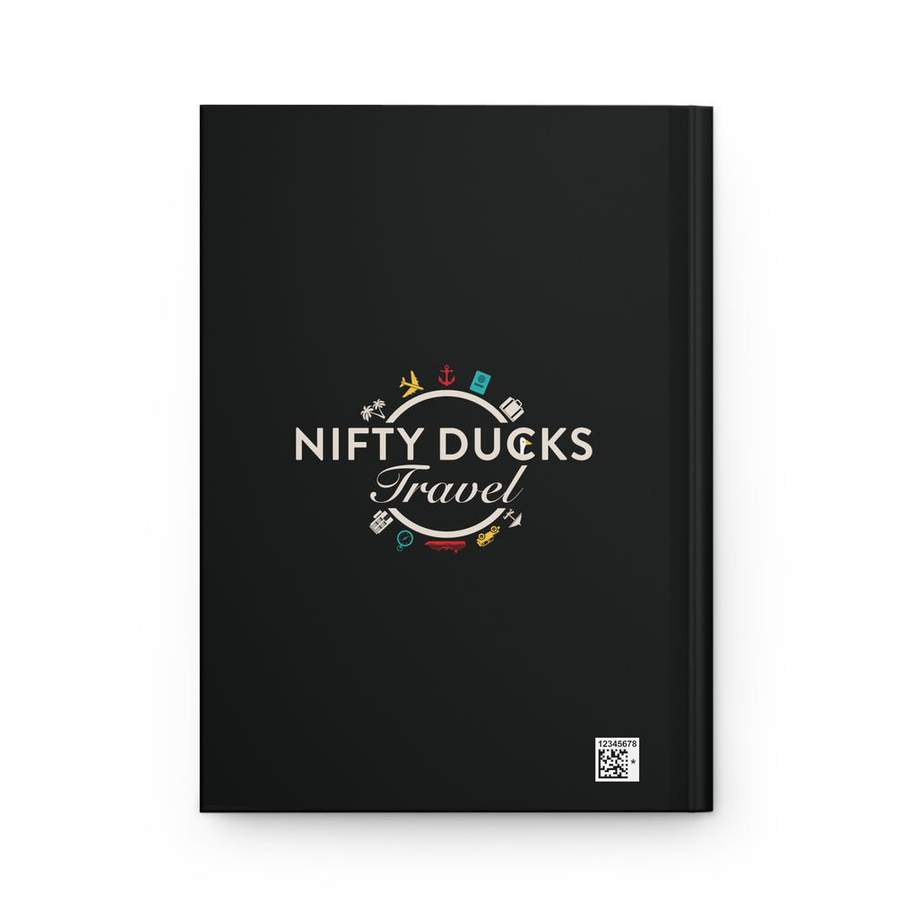 Traveling Ducks - Nifty Ducks Travel Logo - Black - Hardcover Journal - Matte Finish