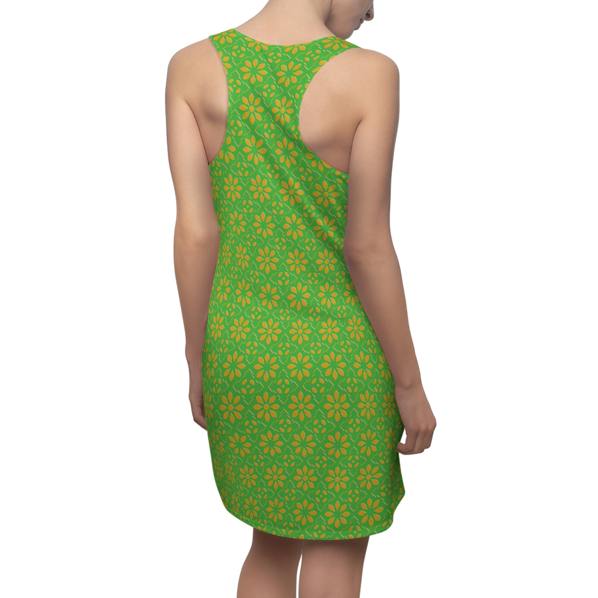 Florina - Lime Green - Gold - Racerback Dress for Summer Fun, Beach Wear, Vacation Style, Party Outfit, Ladies Sundress