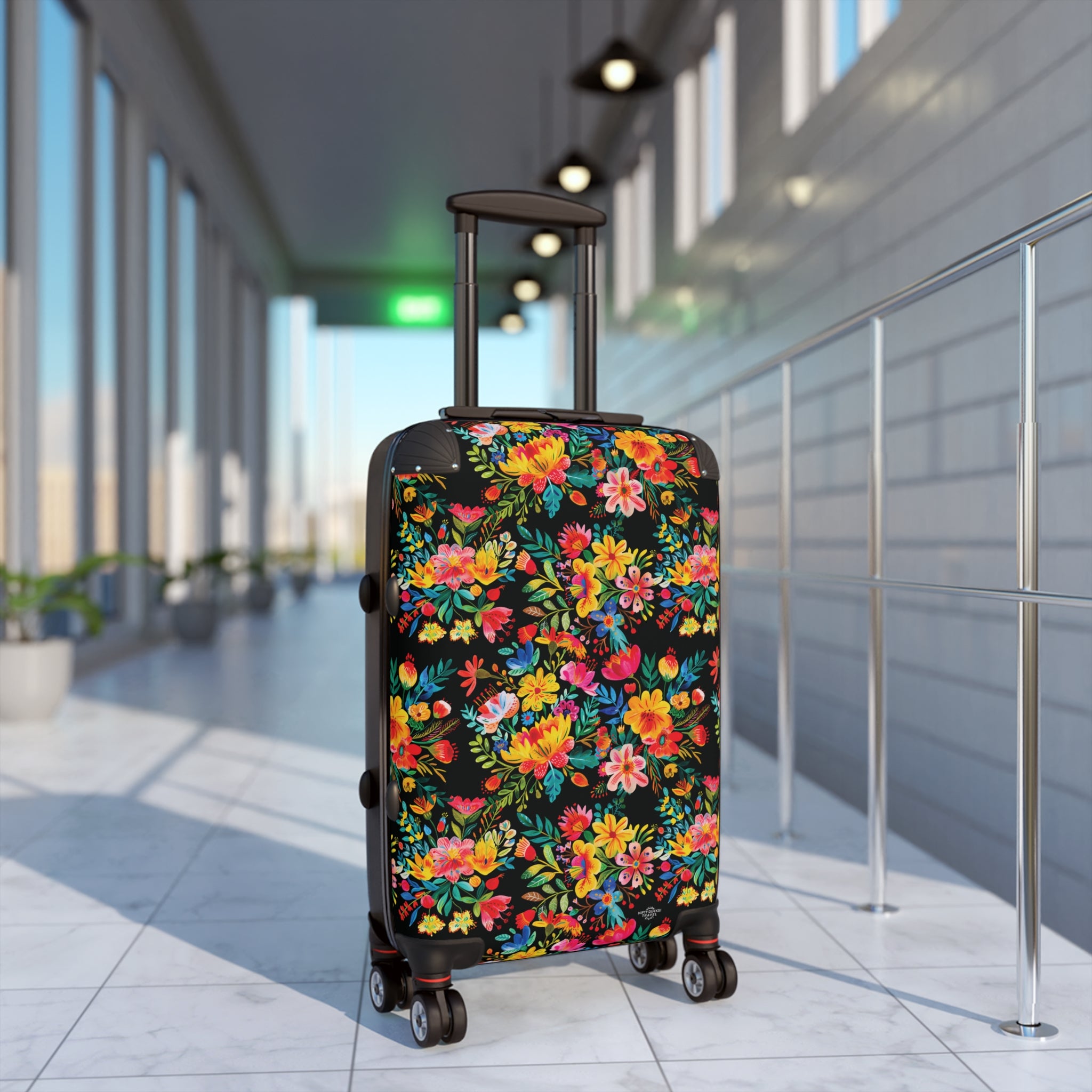 Bright Watercolor Flowers - Black - Suitcase - Stylish Luggage for Adventurers