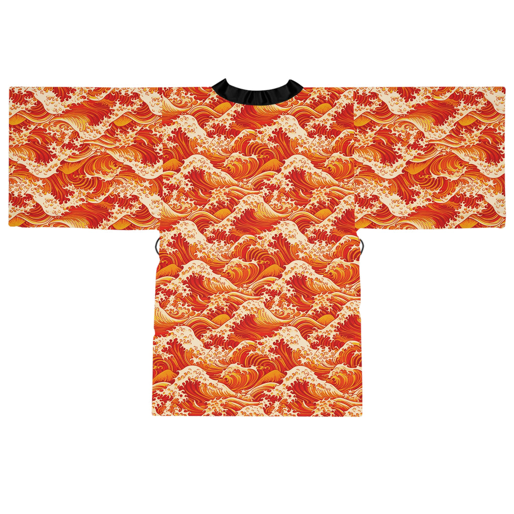 Tempest Tides - Orange - Long Sleeve Kimono Robe - Chic Loungewear, Spa Outfit, Gift for Her, Inner Peace, Home Comfort