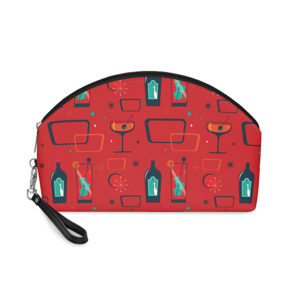 Cocktail Time - Scarlet - Mid Century design - Makeup Bag - Fun & Functional Travel Accessory