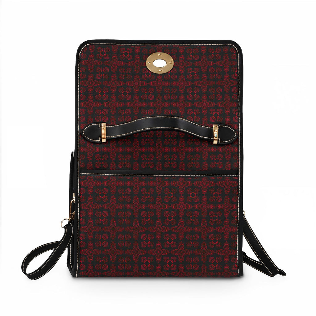 Symmetra - Scarlet - Black Waterproof Canvas Bag — Satchel for Everyday Commute