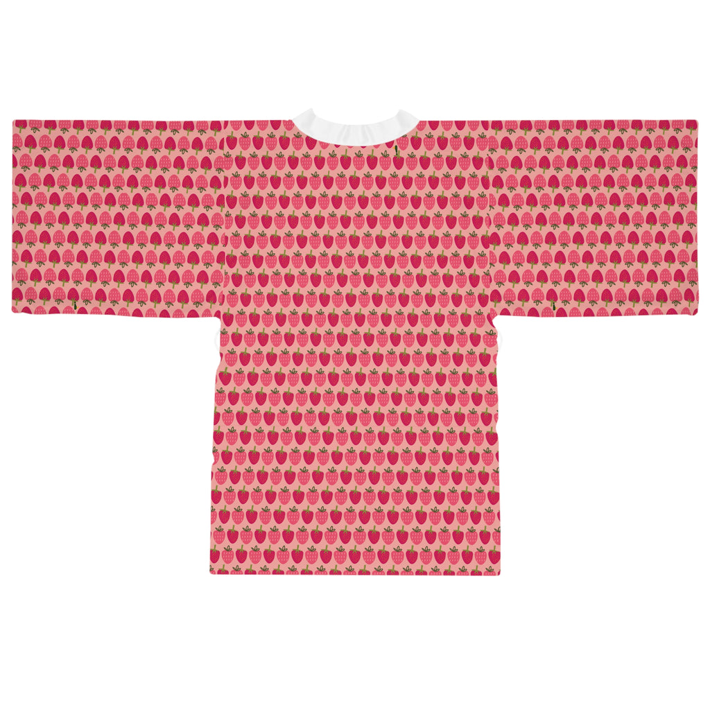 Sweet Strawberries - Long Sleeve Kimono Robe - Chic Loungewear, Spa Outfit, Gift for Her, Inner Peace, Home Comfort