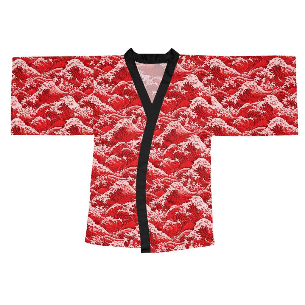 Tempest Tides - Red - Long Sleeve Kimono Robe - Chic Loungewear, Spa Outfit, Gift for Her, Inner Peace, Home Comfort